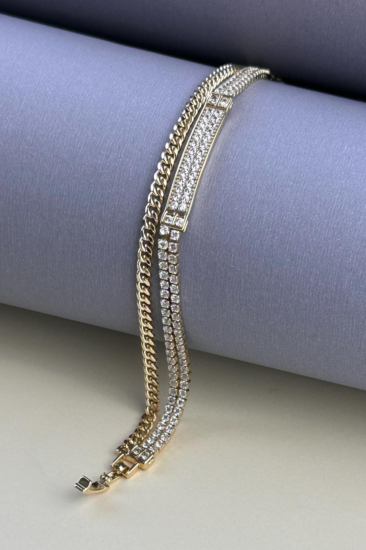 Silver Zirkon Detay Minimal Küpler Luxury Bileklik ABL7250