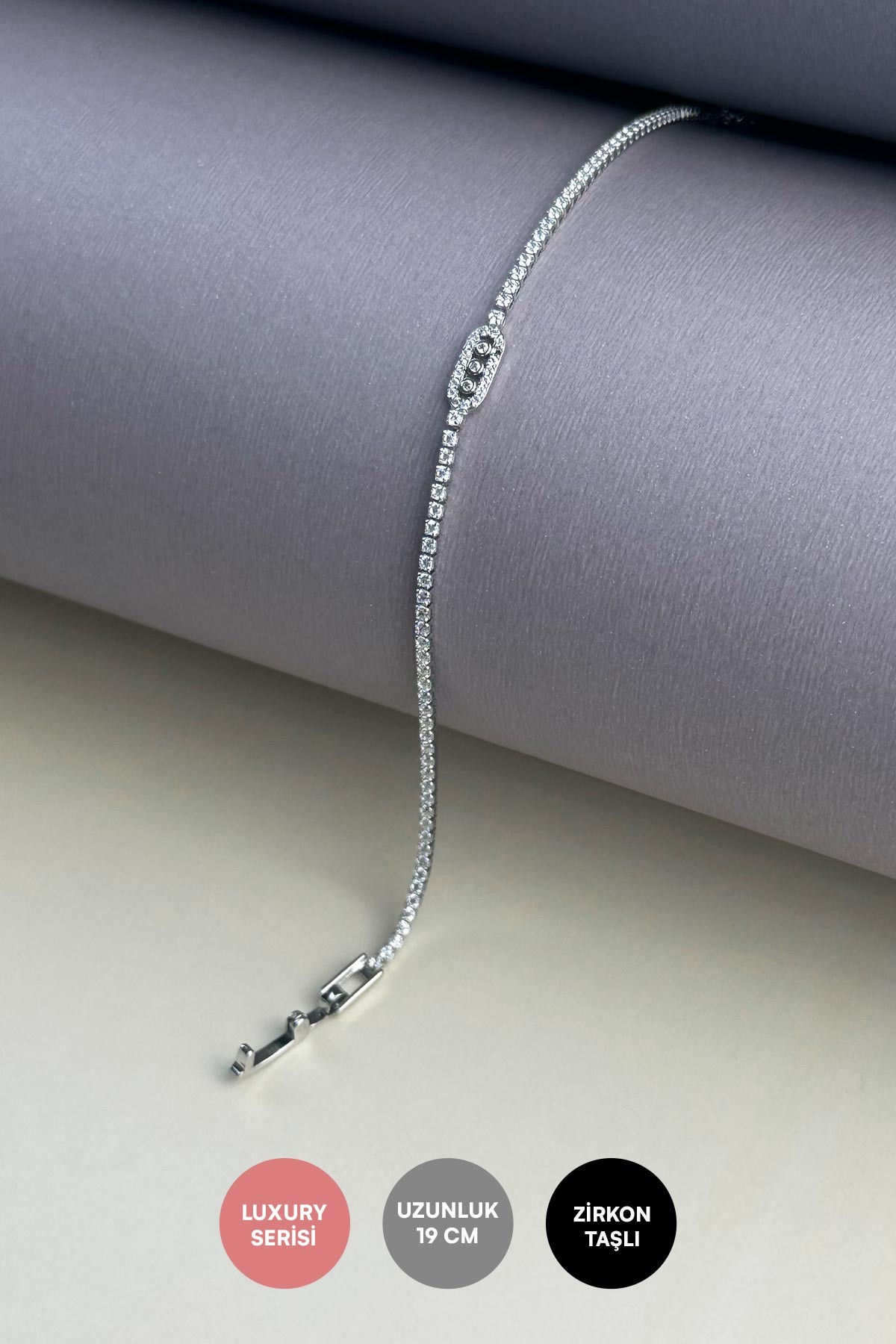Silver Ultra Minimal Suyolu Triluce Detay Bileklik ABL7298