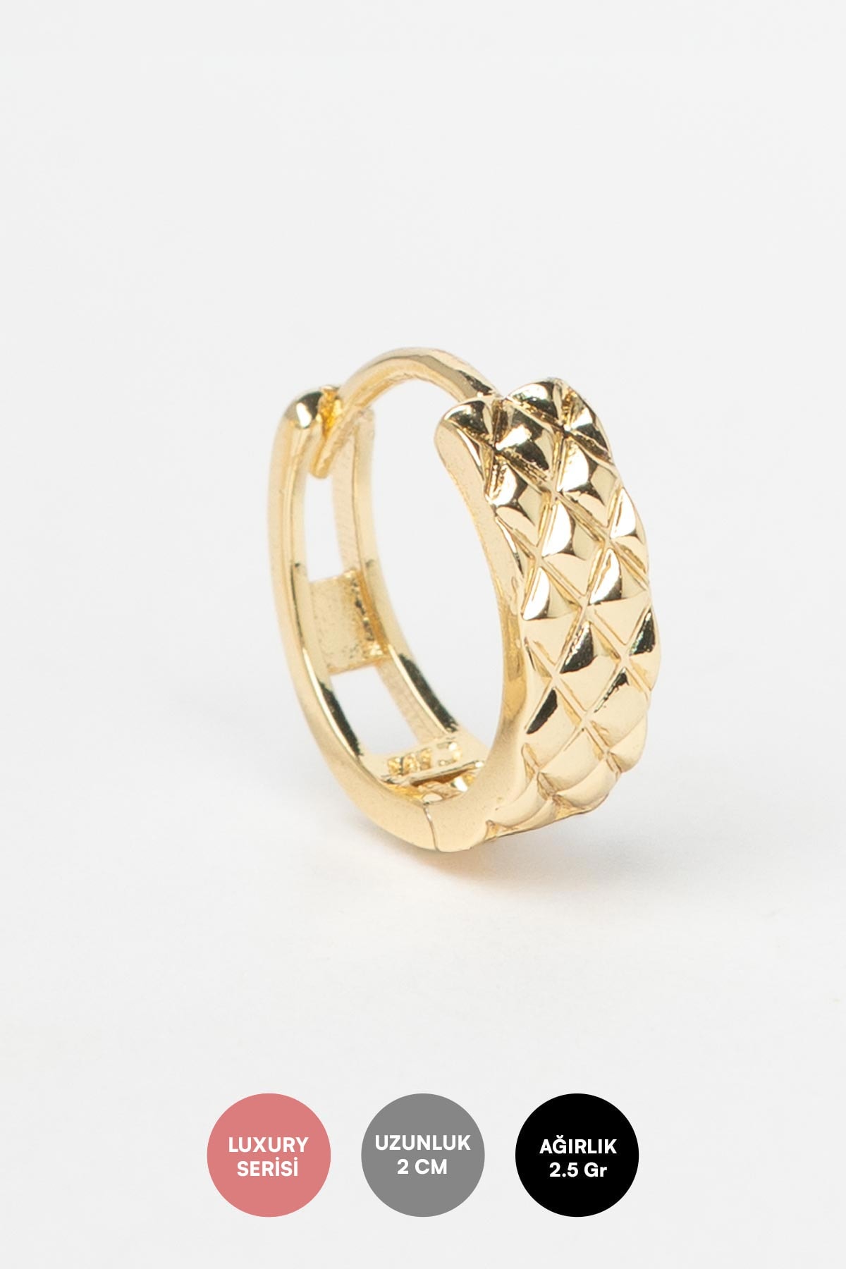 Gold 14K Karo Desen Lazer Kesim Halka Luxury Küpe AKE9348