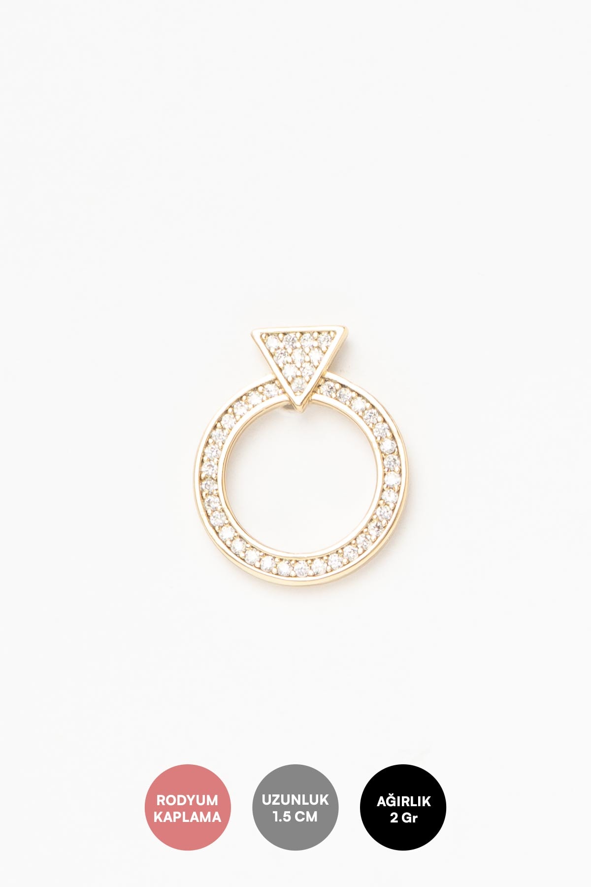 Gold Ok Uçlu Zirkon Detay Çember Motif Luxury Küpe AKE9389