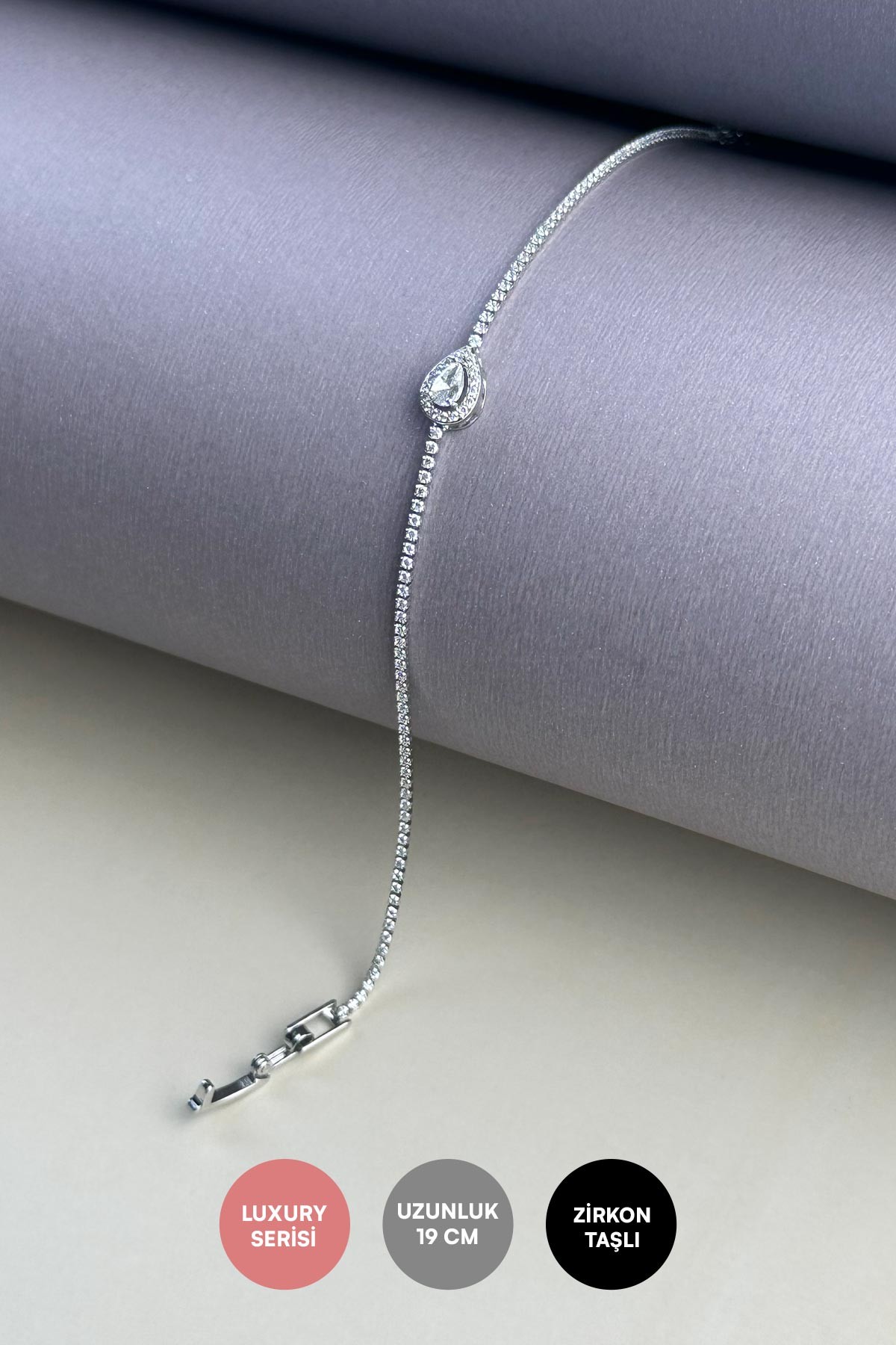 Silver Ultra Minimal Suyolu Damla Detay Bileklik ABL7299