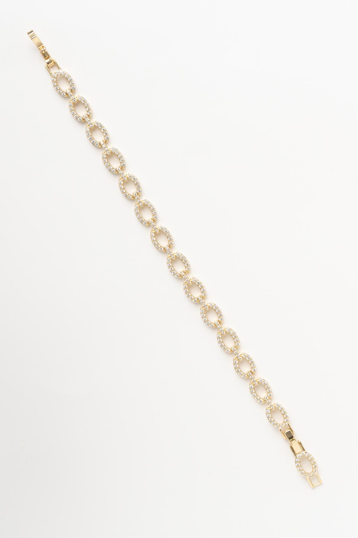 Gold 14K Zirkon Kaplı Halka Sıralı Luxury Bileklik ABL7508
