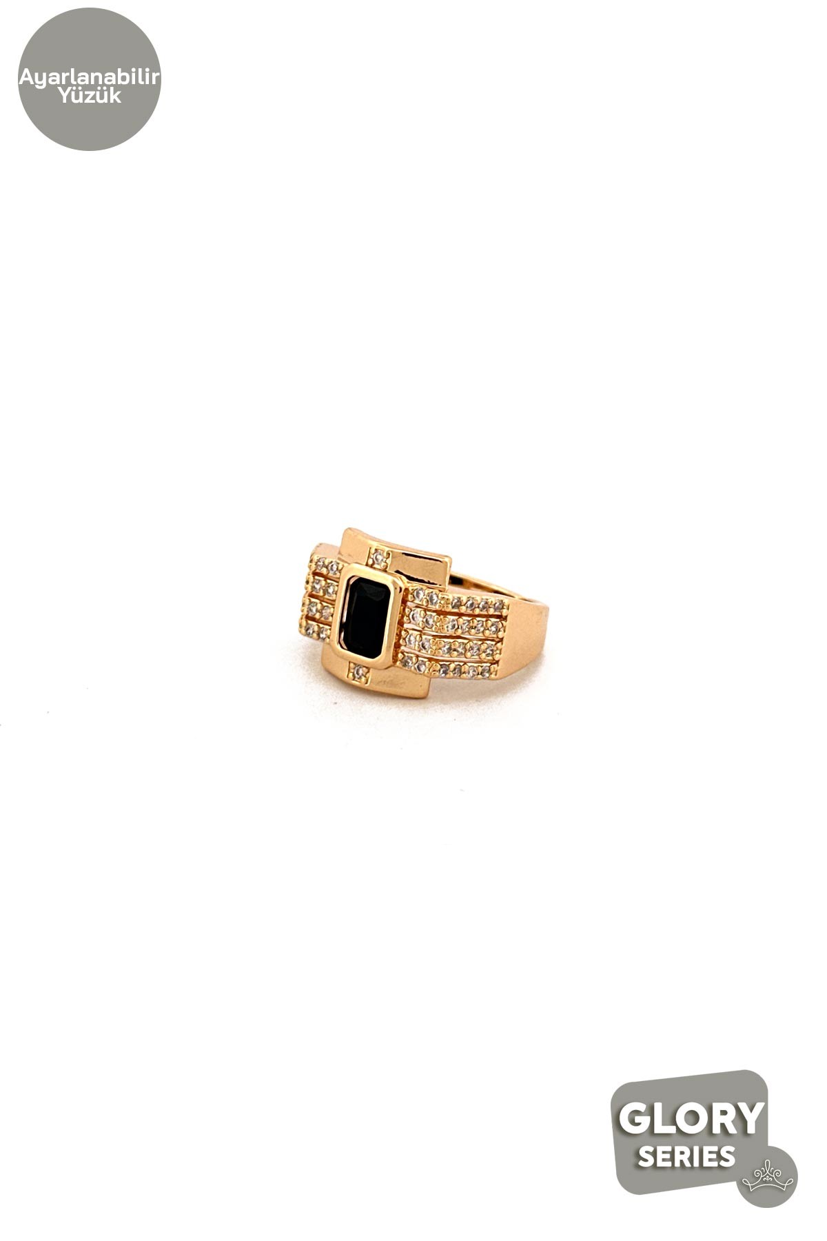 Gold Zirkon Black Stone Glory Yüzük AYZ8210