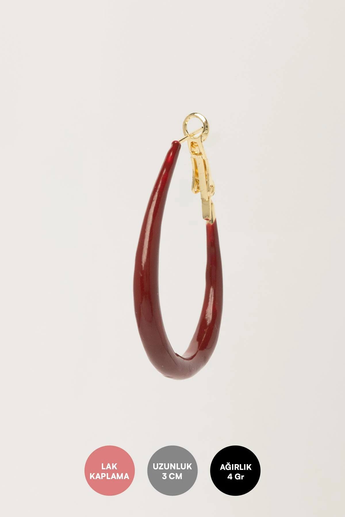 Siyah Deri Görünümlü Bombeli Büyük Halka Stefany Küpe AKE9640