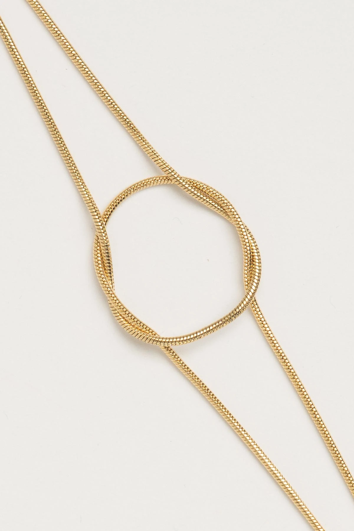 Gold Slim Boru Zincir Düğümcük Detay Künye Çelik Bileklik ABL5657