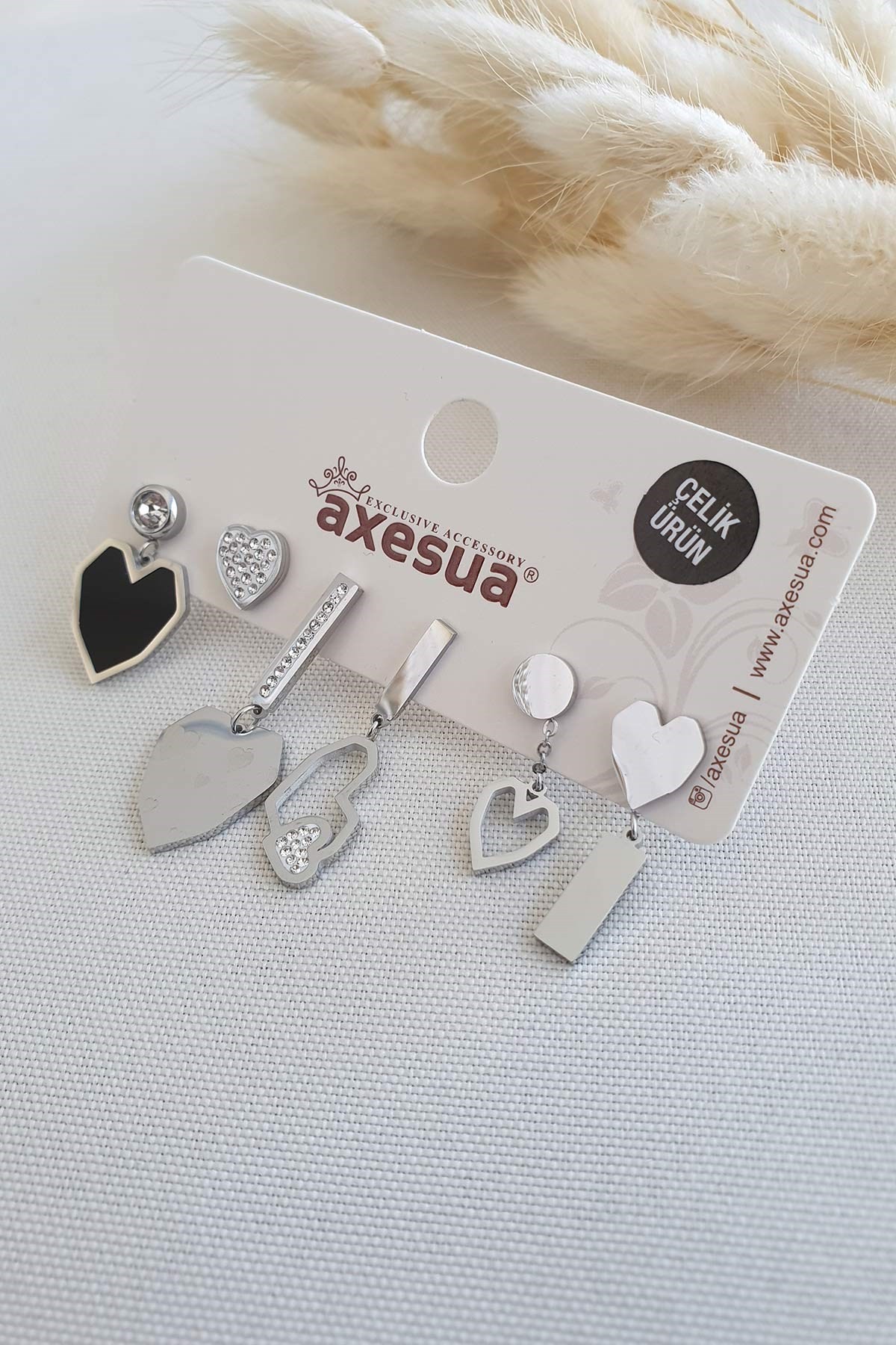 Calista Silver 6'lı Çelik Küpe Ake3388