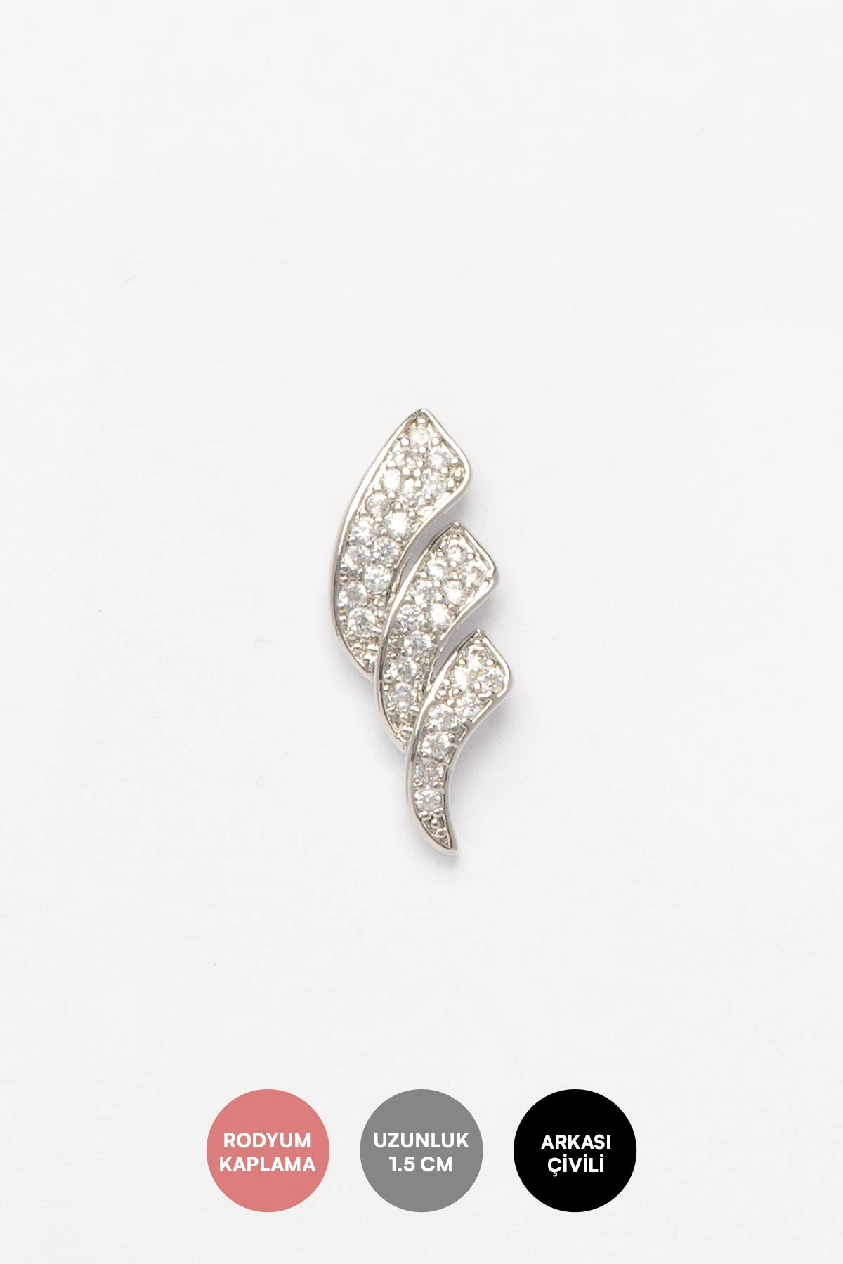 Silver Zirkon Taş Kaplı Trio Kanat Figür Glory Küpe AKE9429