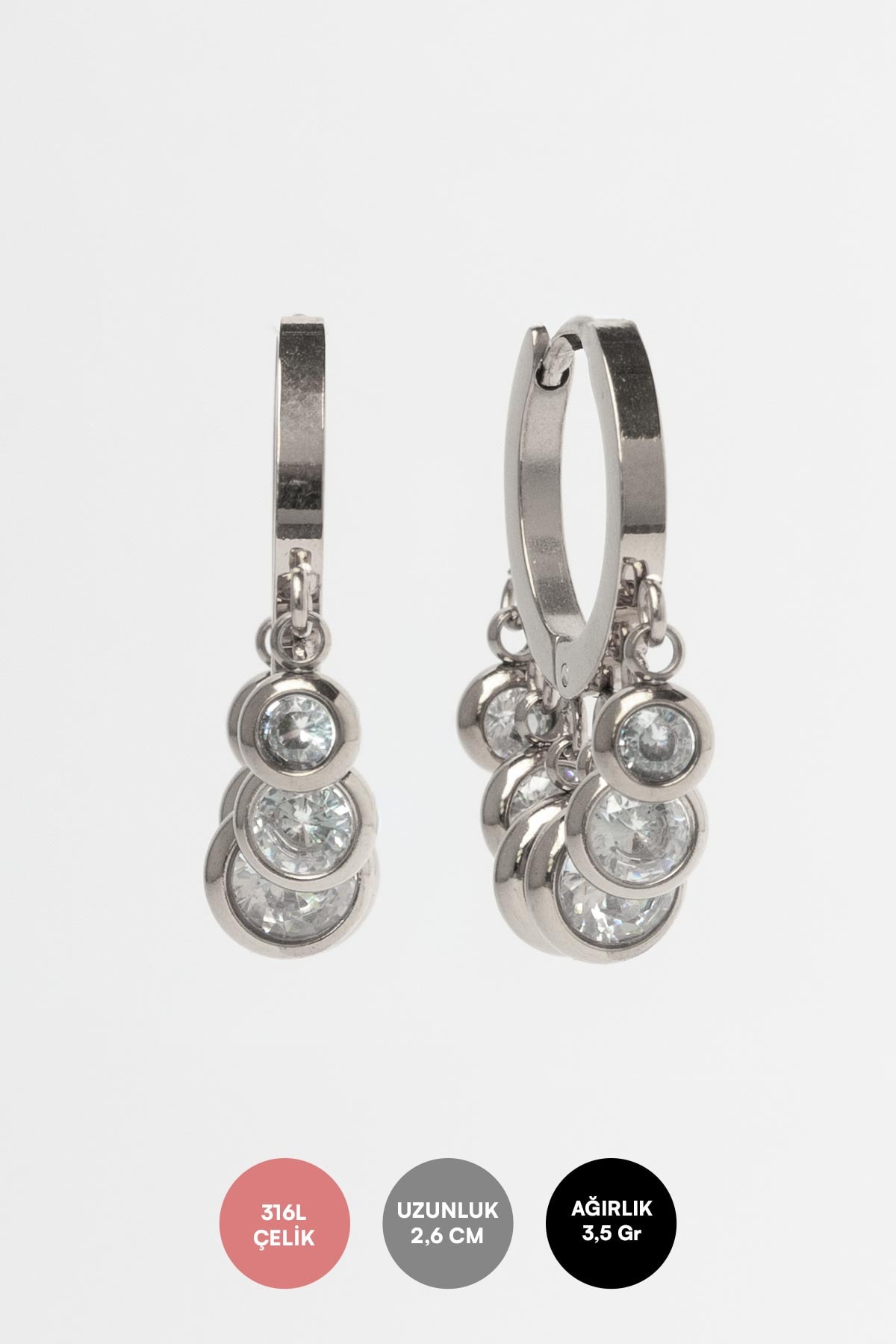 Silver Kristal Shakira Çelik Küpe AKE5650