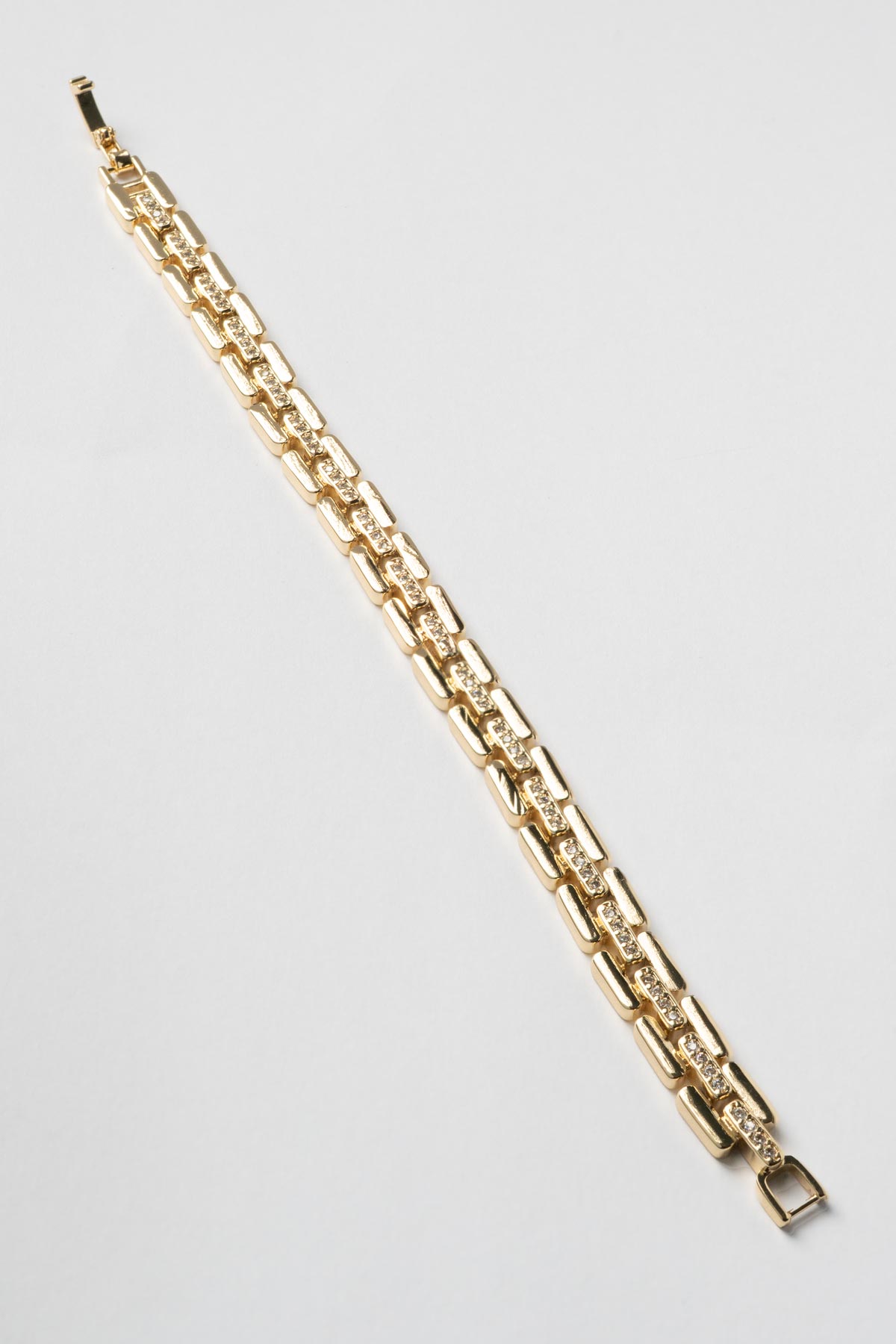 Gold 14K Dörtlü Minimal Zirkon Detay Fermuar Tasarım Luxury Bileklik ABL7382