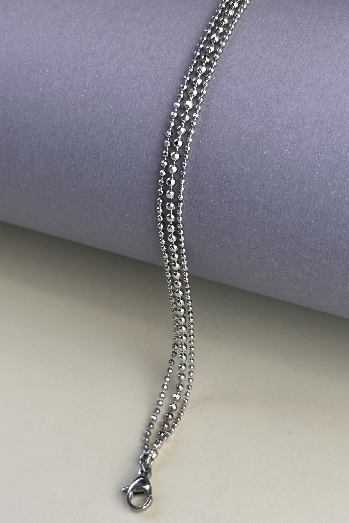 Silver Minimal Topçuk Çoklu Zincir Tasarım Luxury Bileklik ABL7167