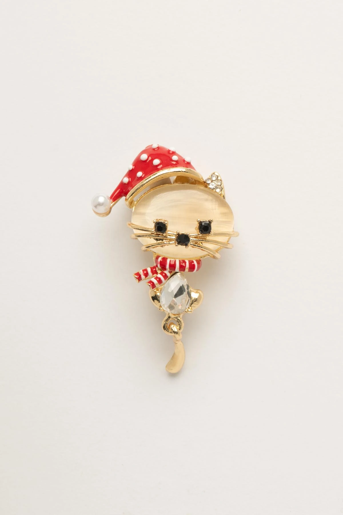 Yılbaşı Şapkalı Kedi Yaka Broşu ABR9144