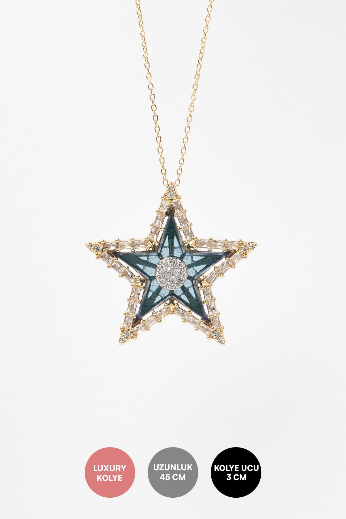Gold Midnight Star Blue Luxury Kolye AKL4277