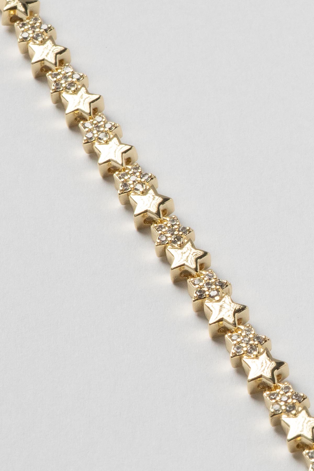 Gold 14K Zirkon Detay Ve Taşsız Birleşik Minimal Yıldızlar Sıralı Luxury Bileklik ABL7373