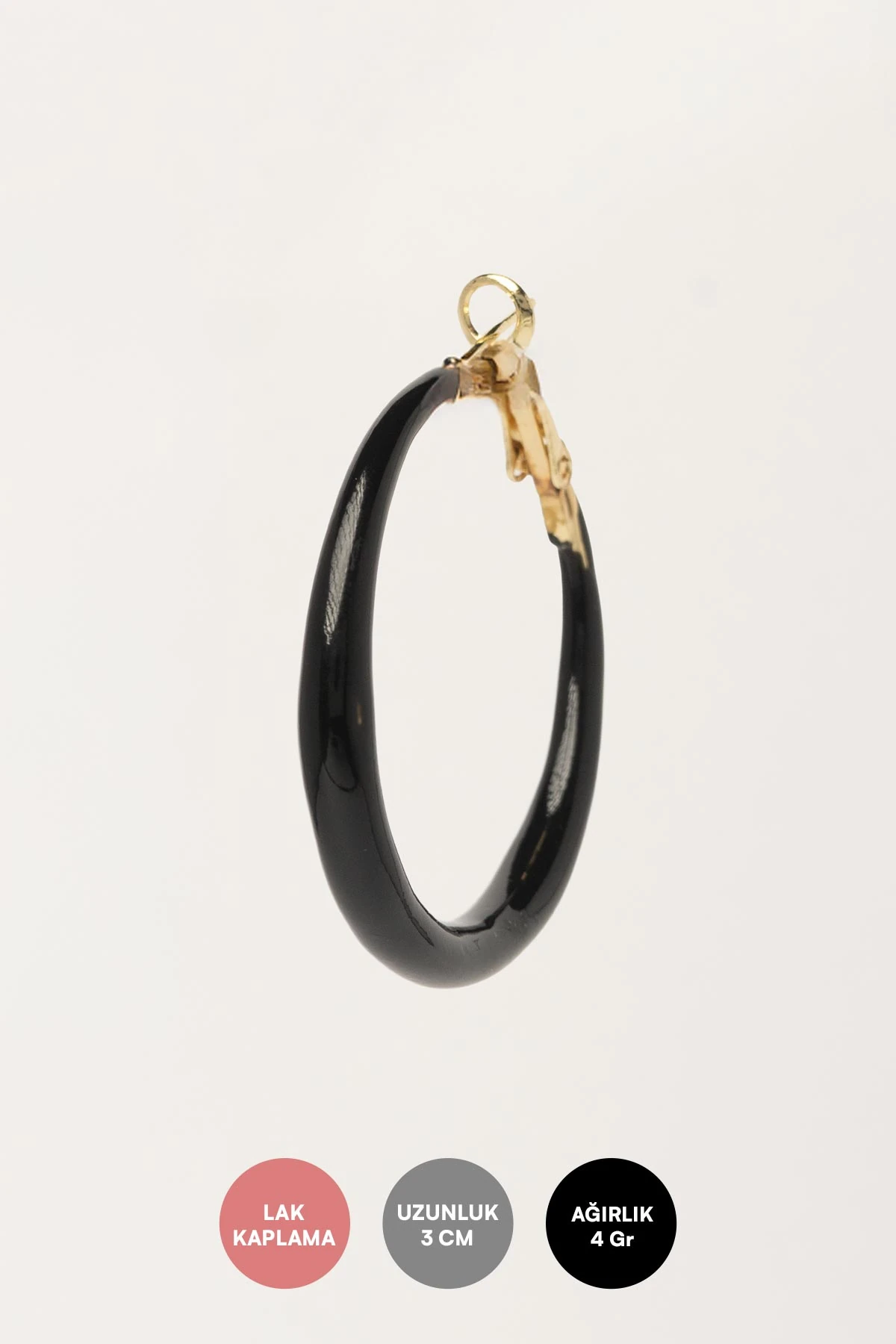 Siyah Deri Görünümlü Büyük Halka Stefany Küpe AKE9643