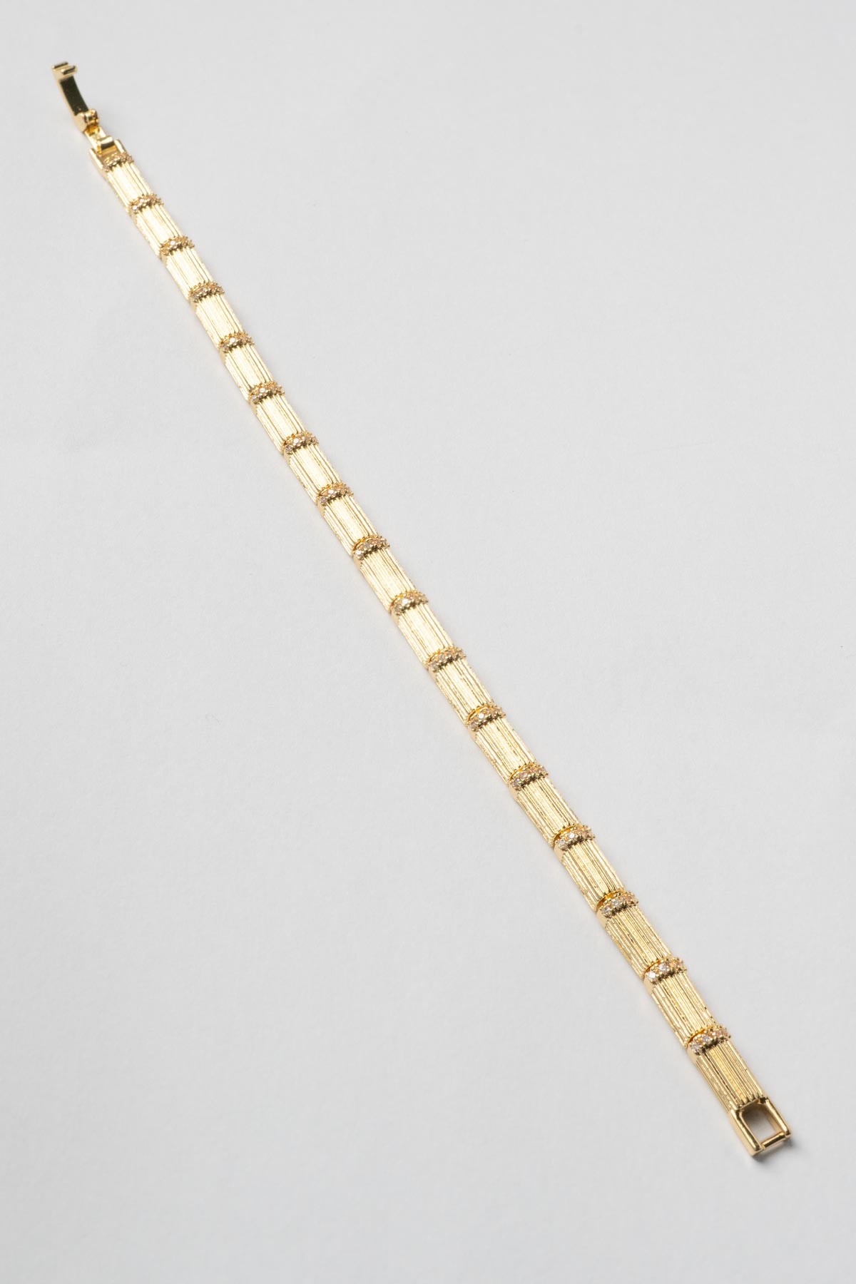 Gold 14K Zirkon Detay Lazer Kesim Silindir Tasarım Luxury Bileklik ABL7394