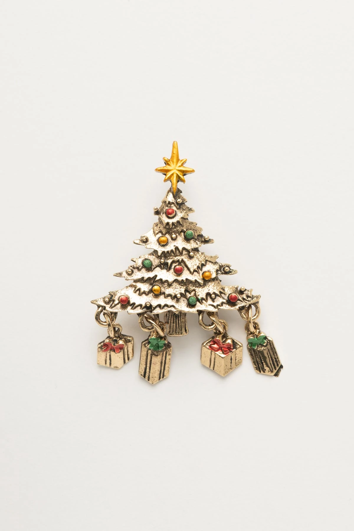 Bronz Görünümlü Yılbaşı Ağacı Yaka Broşu ABR9187