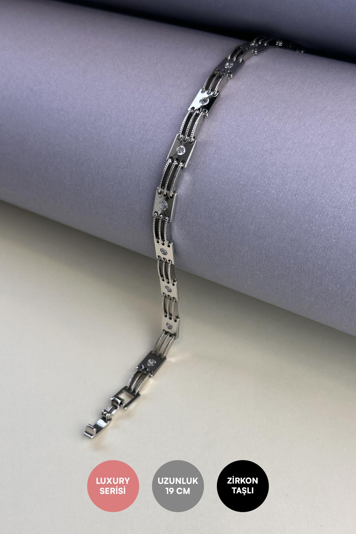 Silver Tektaş Detay Fence Tasarım Luxury Bileklik ABL7187