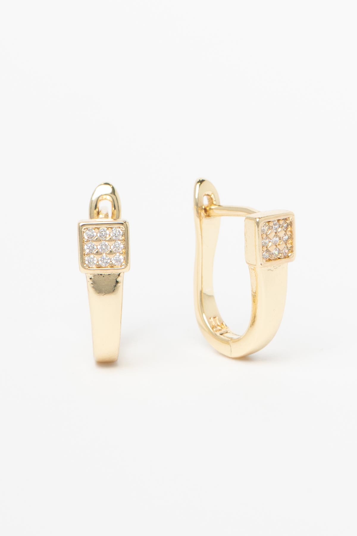 Gold 14K Zirkon Taş Detay Nal Tasarım Halka Glory Küpe AKE9304