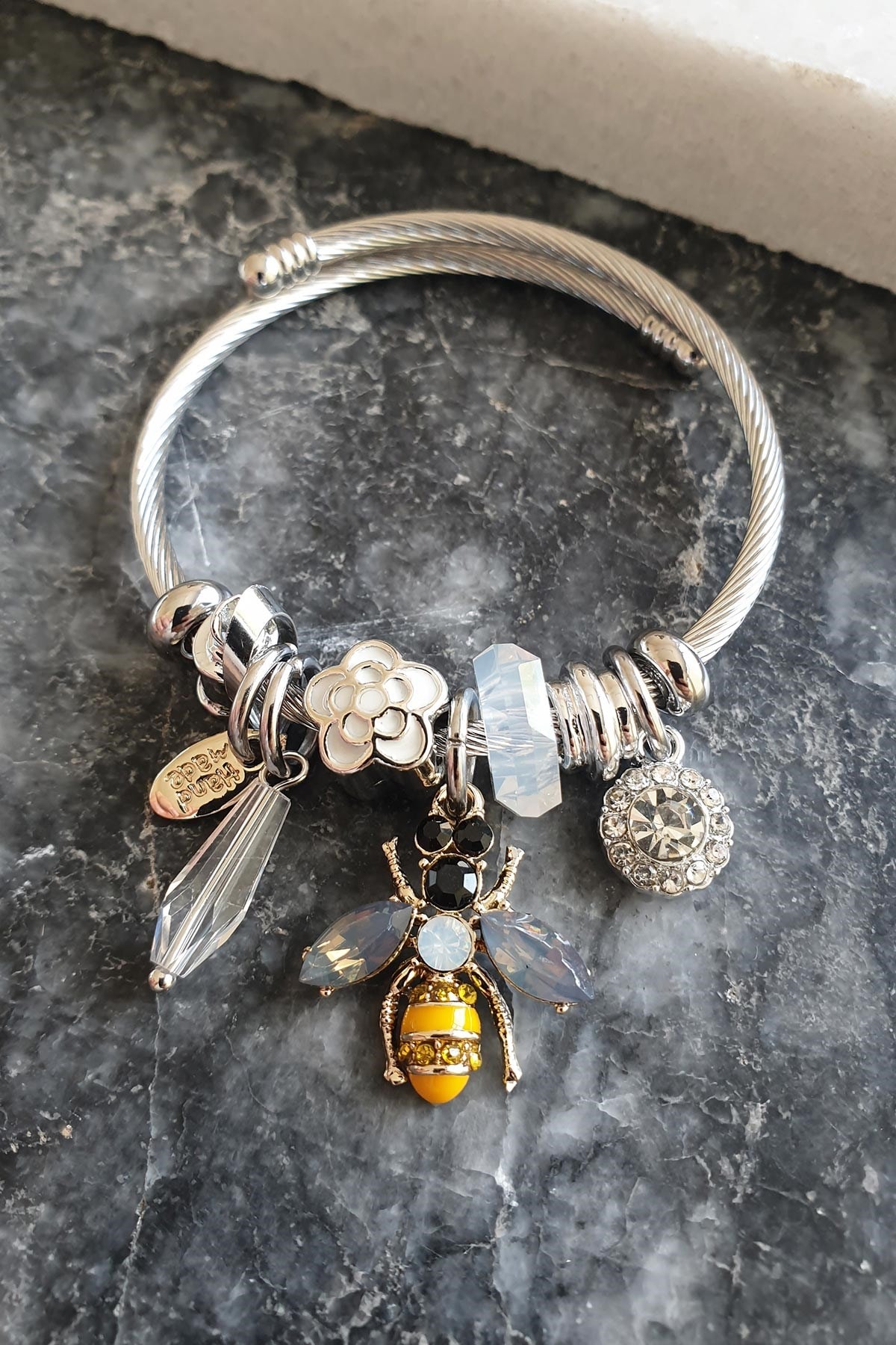 Yellow Crystal Arı Charm Bileklik Abl0802