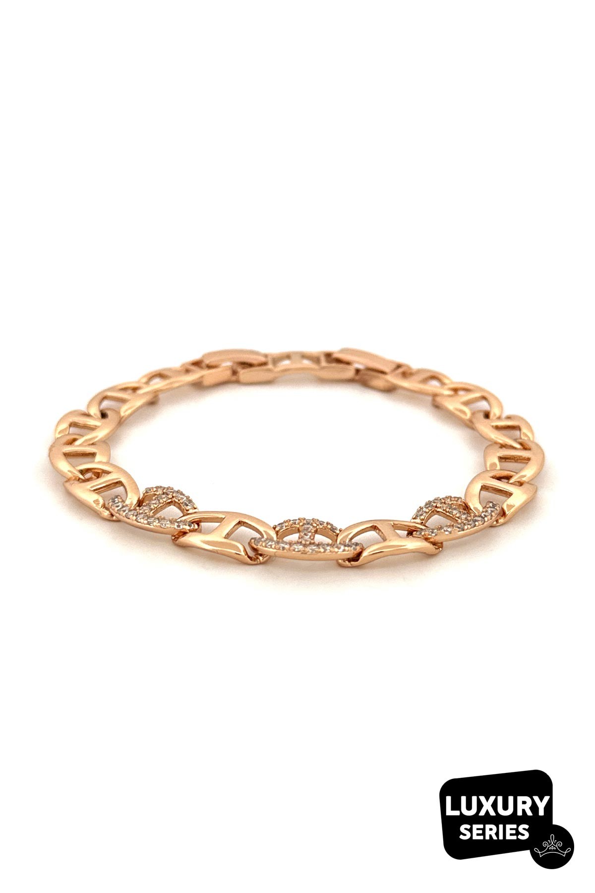Gold Triple Zirkon Ether Luxury Bileklik ABL2467