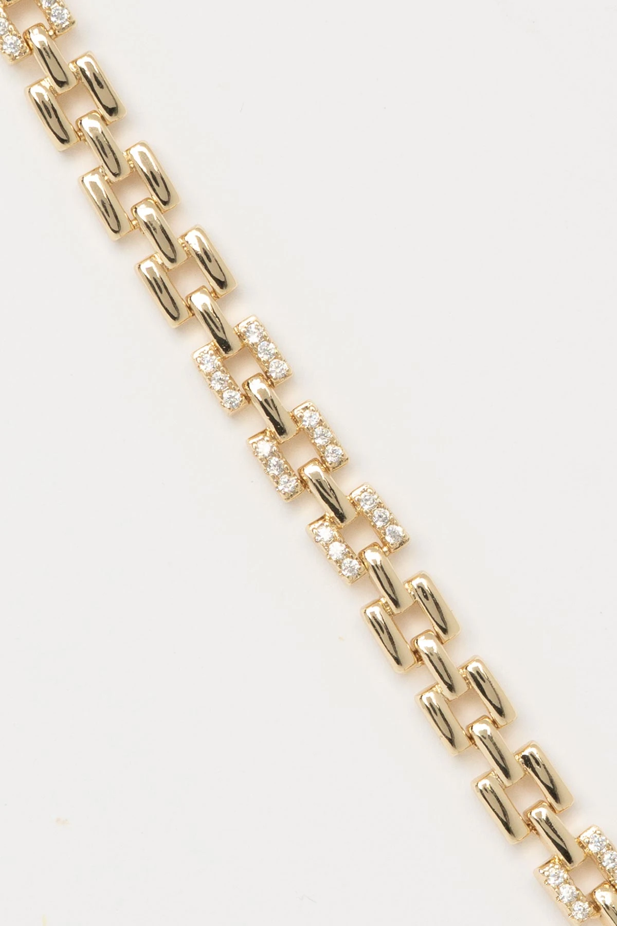 Gold 14K Zirkon Taş Detay Kraliyet Yolu Tasarım Luxury Bileklik ABL7572