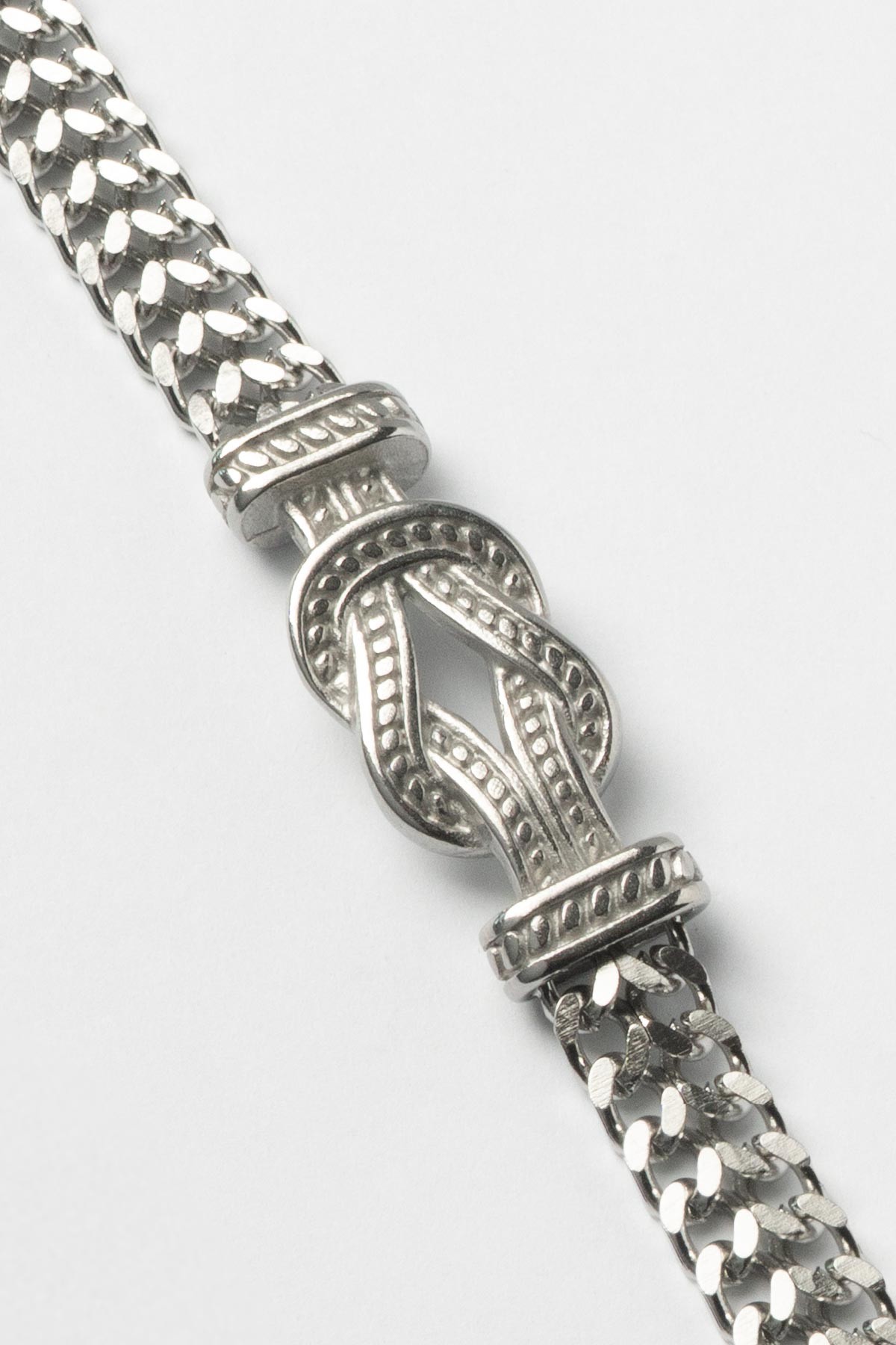 Silver İç İçe Geçmiş Halat Figürlü Geniş Zincir Çelik Bileklik ABL7328