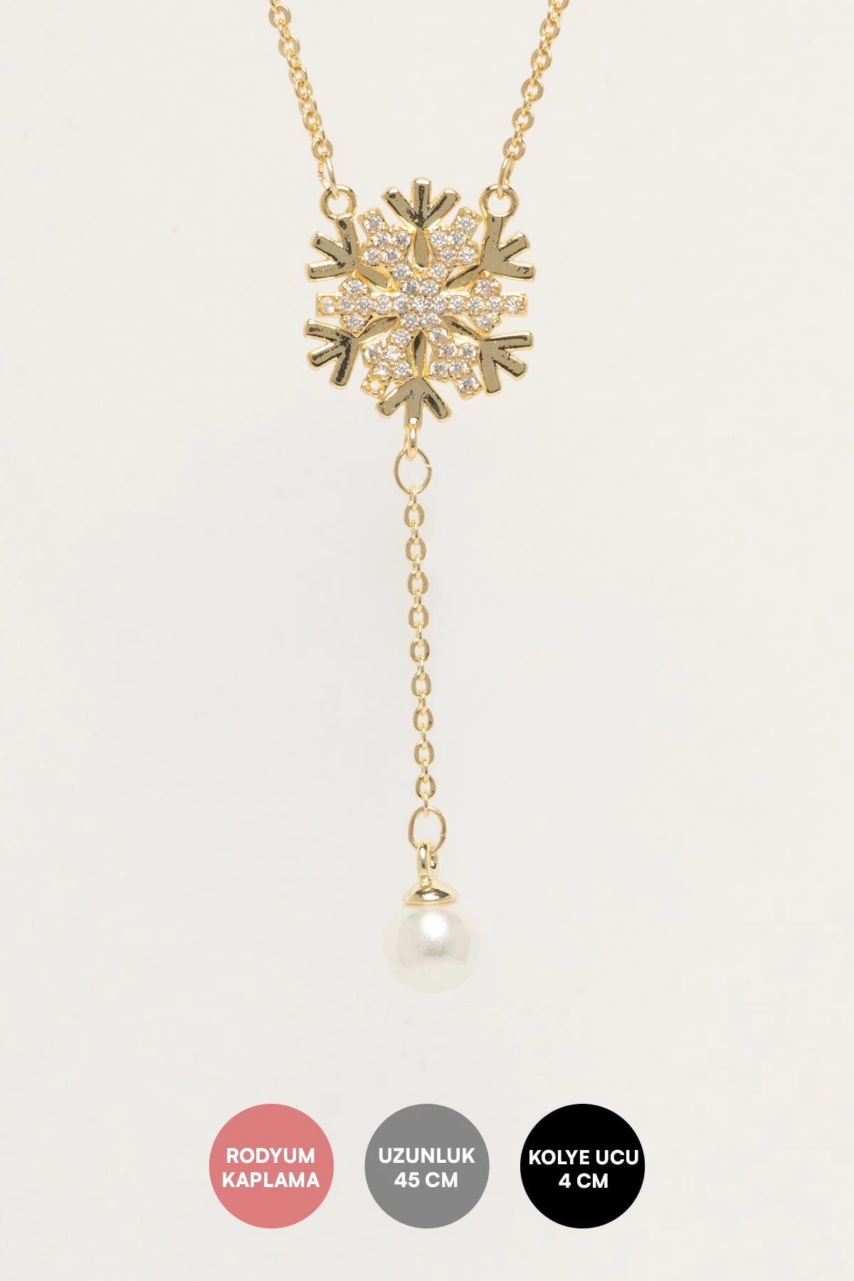 Gold Zirkon Detay Kar Tanesi Sallantılı Luxury Kolye AKL4415