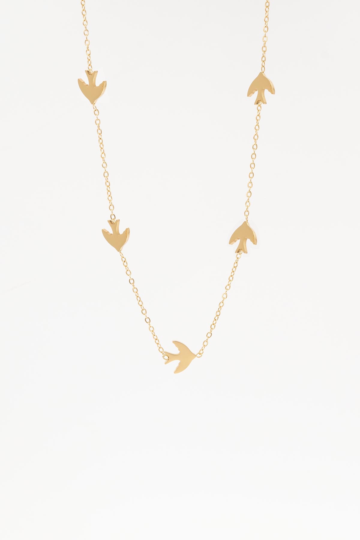 Gold Minimal Zincir Göçmen Kuşlar 45cm Çelik Kolye AKL4369