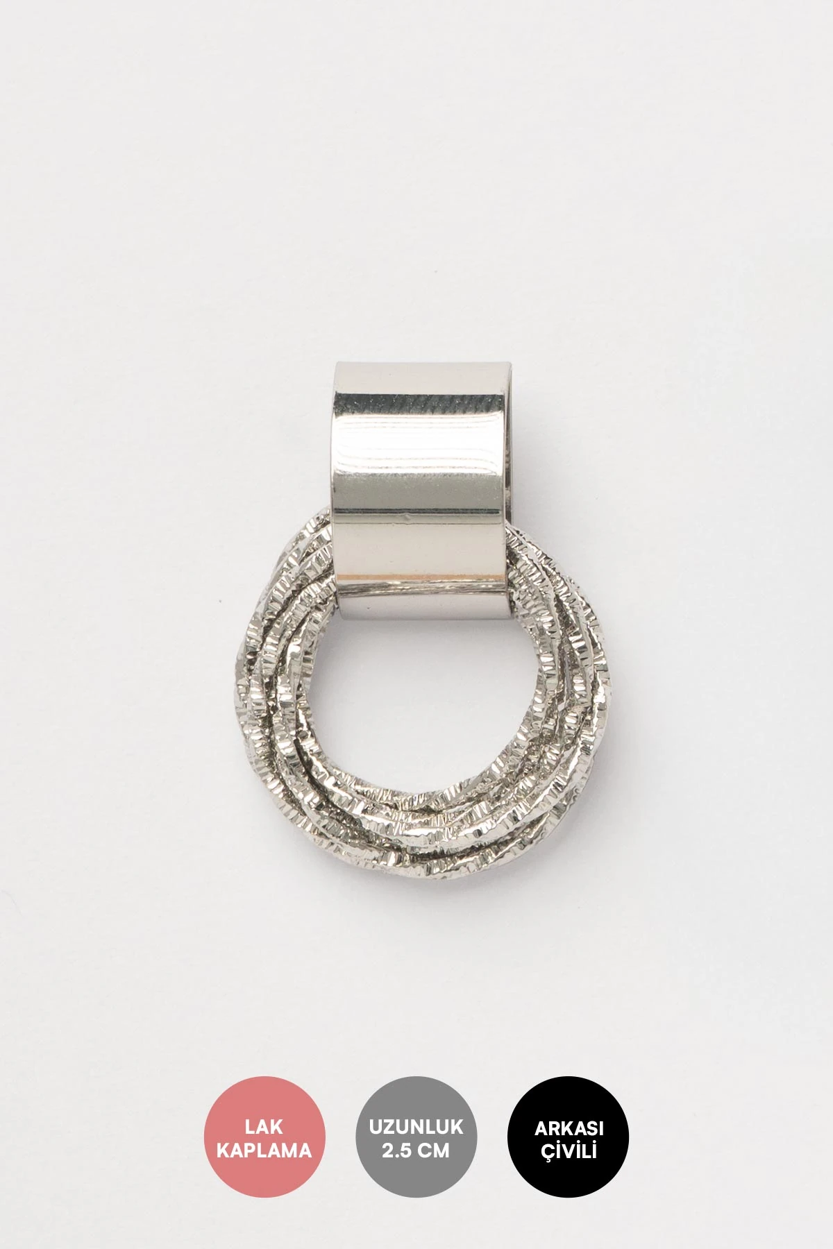 Silver Halka Şeklinde Sarılı Burgu Zincir Tasarım Stefany Küpe AKE9577