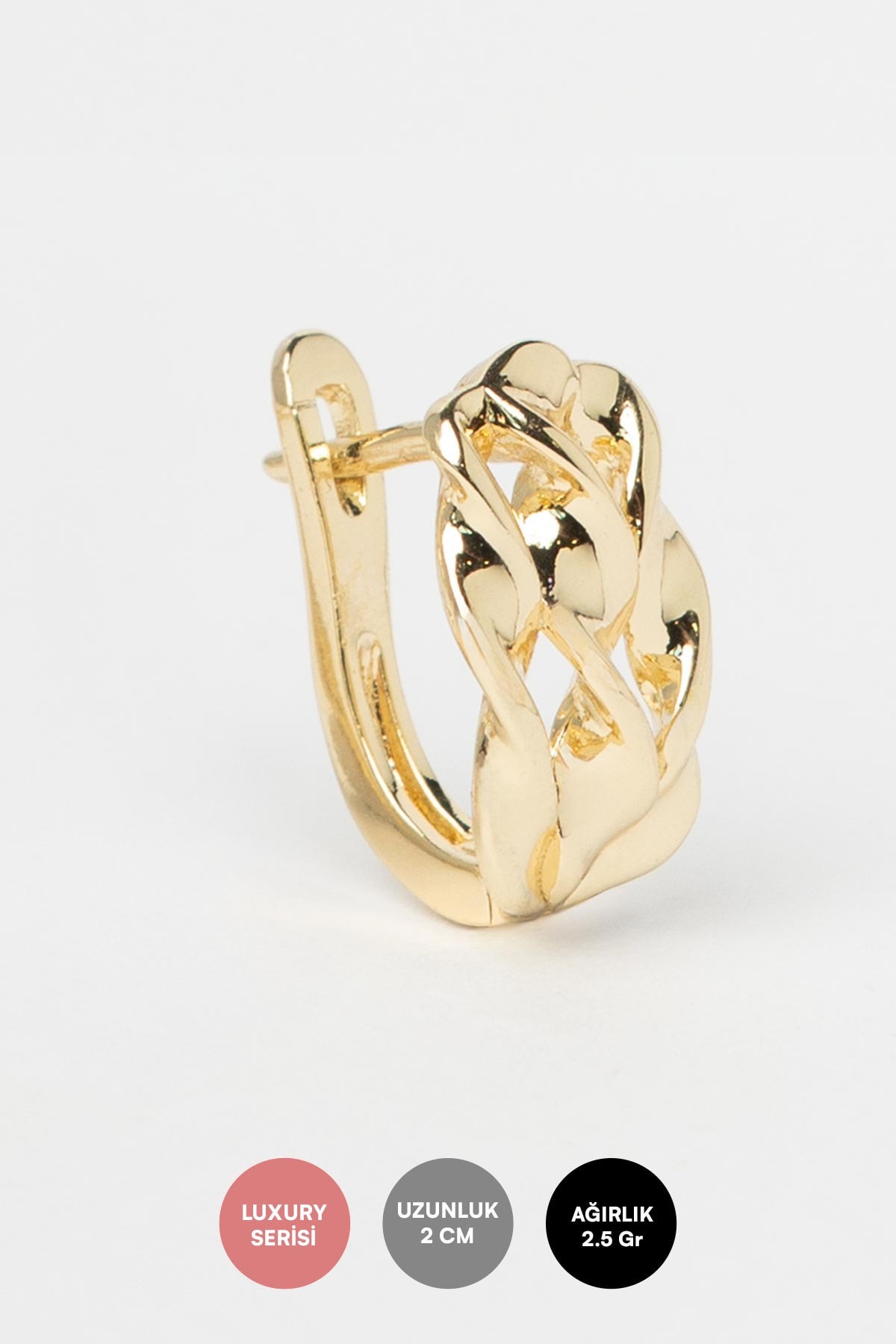 Gold 14K Üç Burgu Çizgi Tasarım Luxury Küpe AKE9345