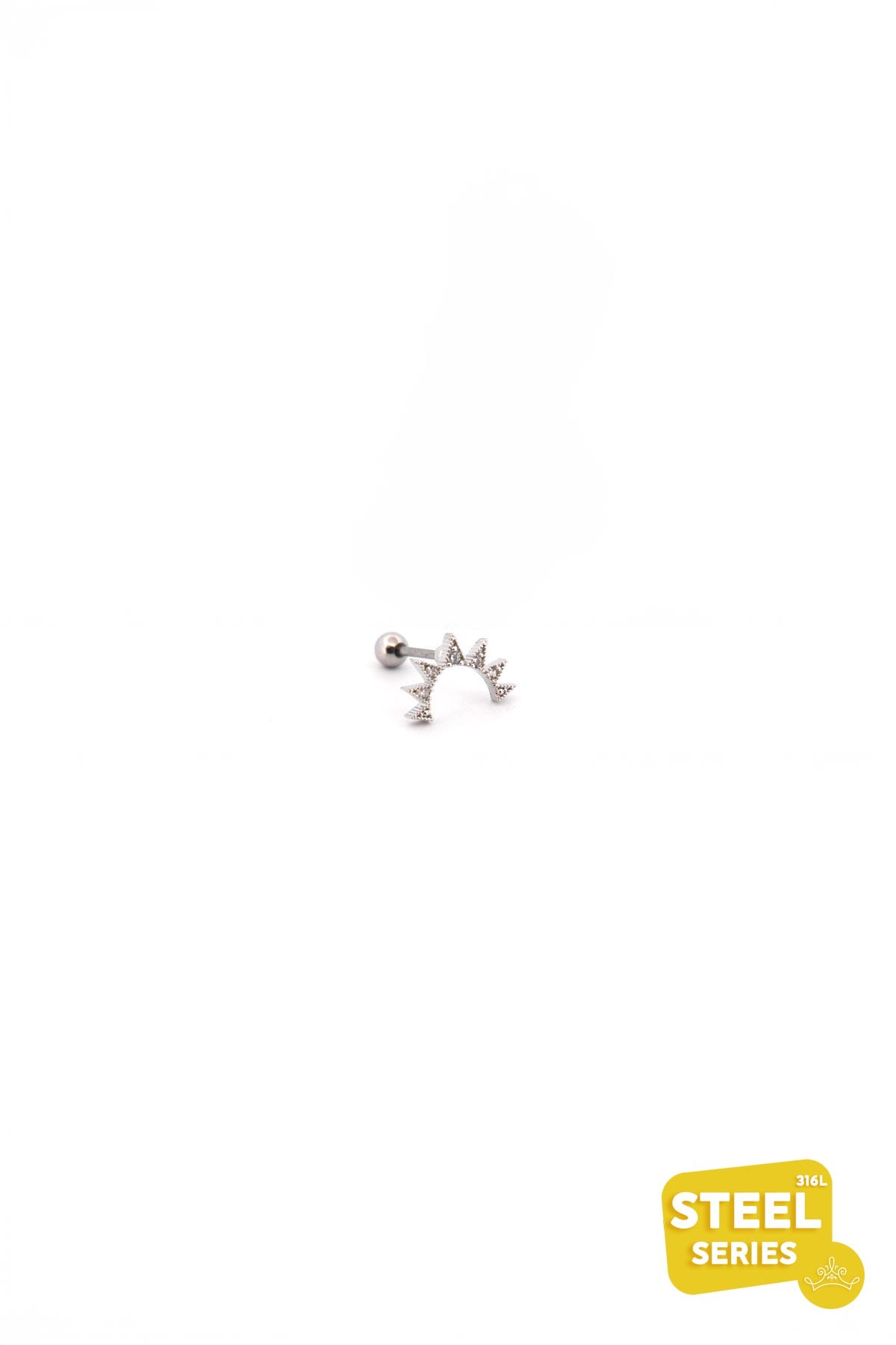 SilverYarım Daire Tasarım Zirkon Minimal Üçgenler 8mm Piercing APR2190