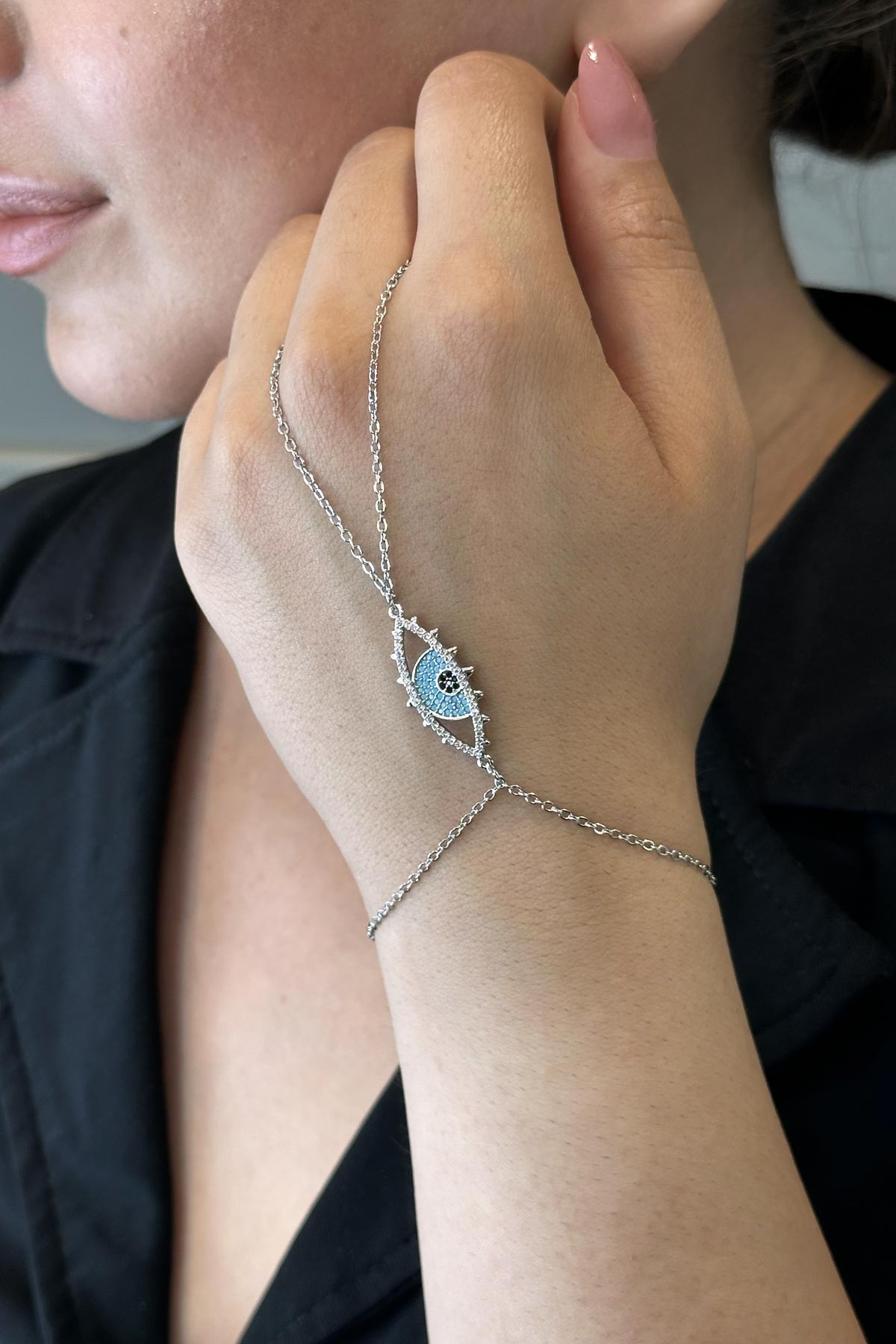 Silver Zirkon Detay Nazarlıklı Göz Tasarım Şahmeran ASH1096