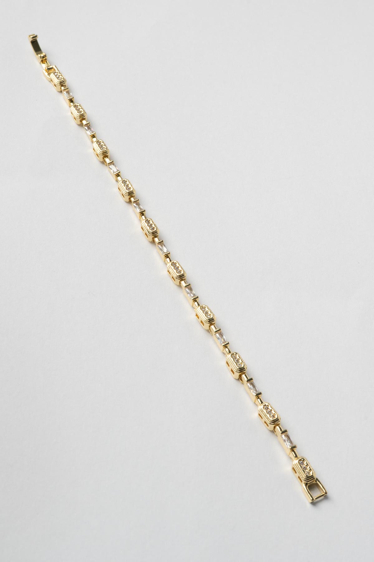 Gold 14K Üçlü Minimal Zirkon Ve Kristal Taş Sıralı Luxury Bileklik ABL7395