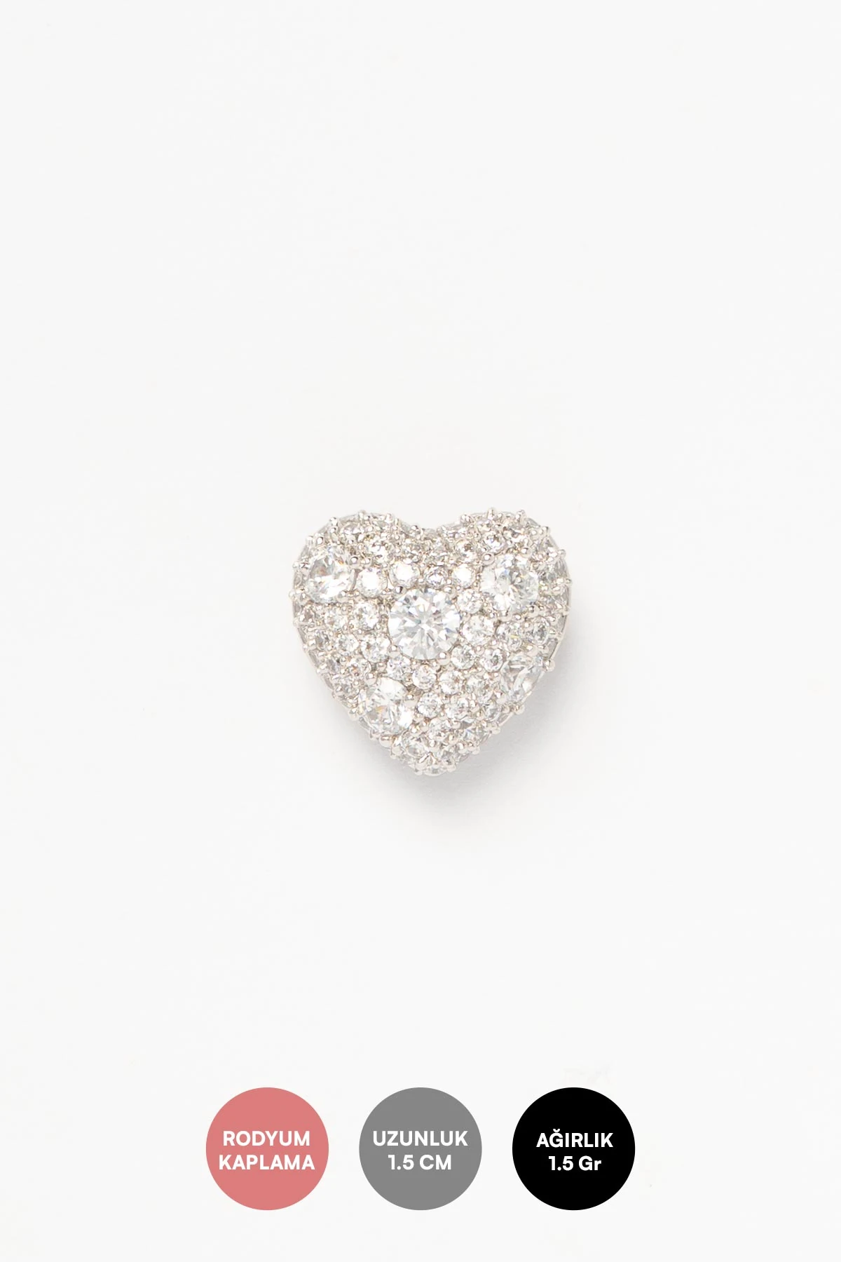 Silver Taş Detay Dolgulu Kalp Luxury Küpe AKE9392