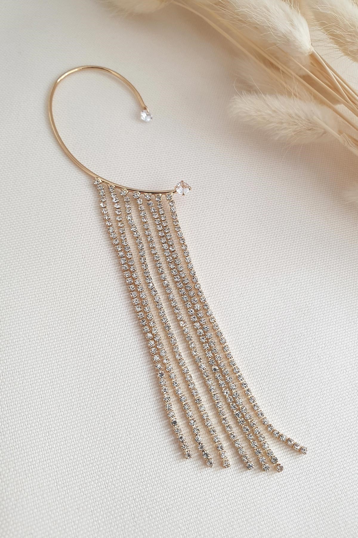 Gold Zirkon Taş Sallantılı Kulak Arkası Kıkırdak Küpe AKE4589