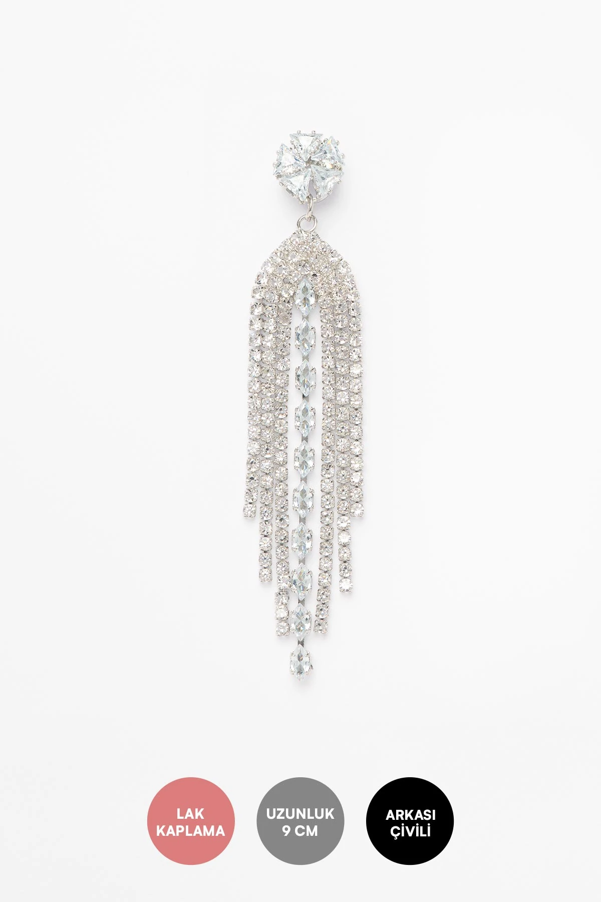 Çiçek Tasarım Kristal Taş Altından Sallantılı Suyolu Ve Kristaller Shiny Küpe AKE9518