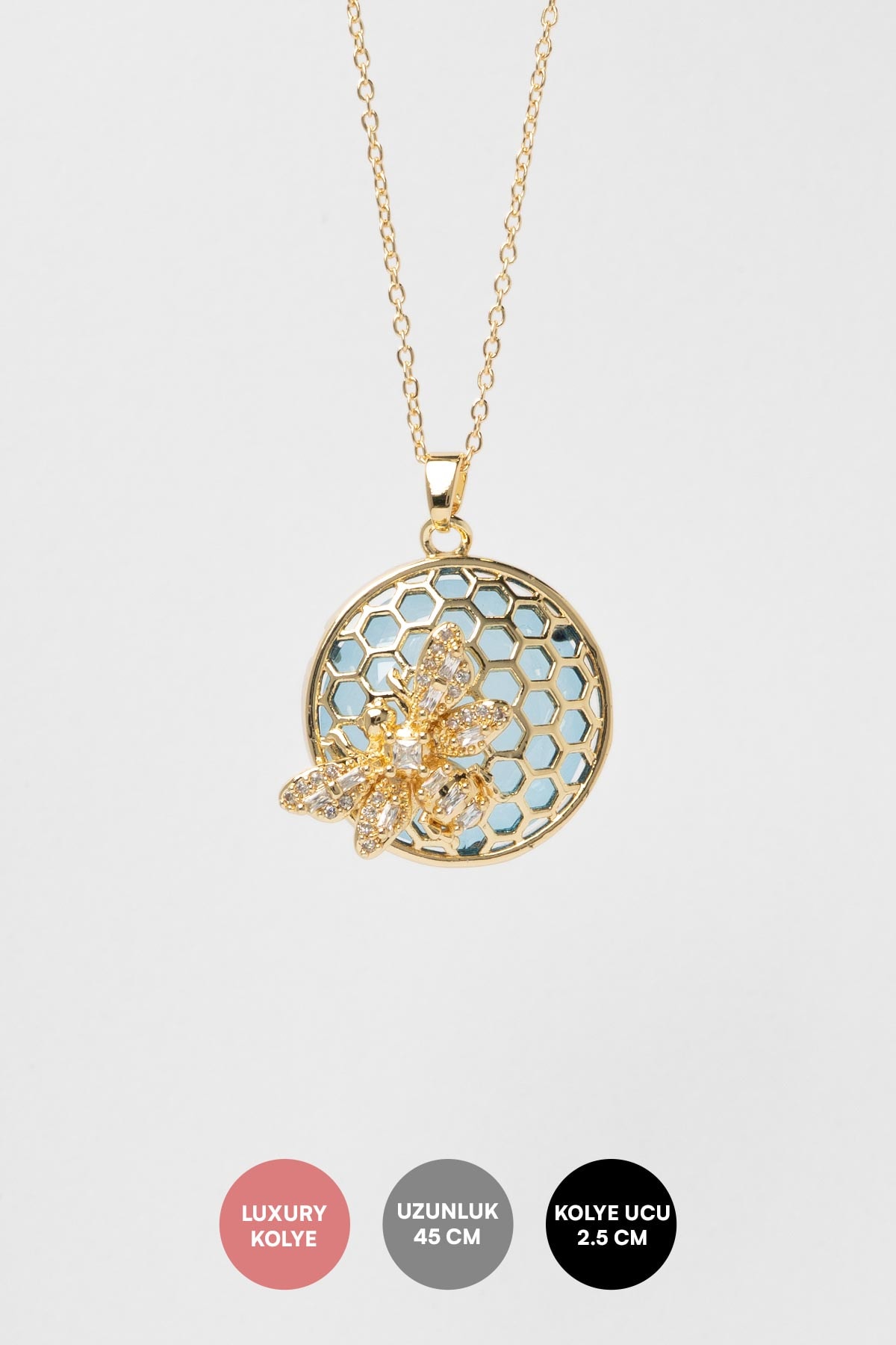 Gold Honey Glow Blue Luxury Kolye AKL4262
