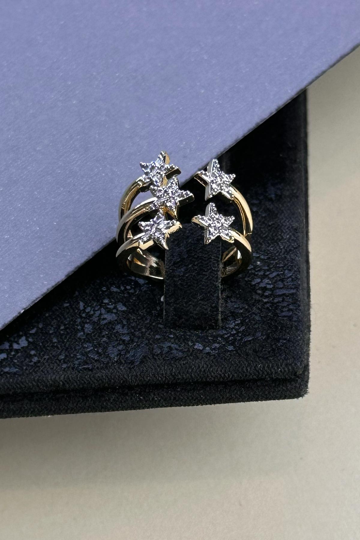 Gold Zirkon Beş Yıldız Tasarım Glory Yüzük AYZ8409