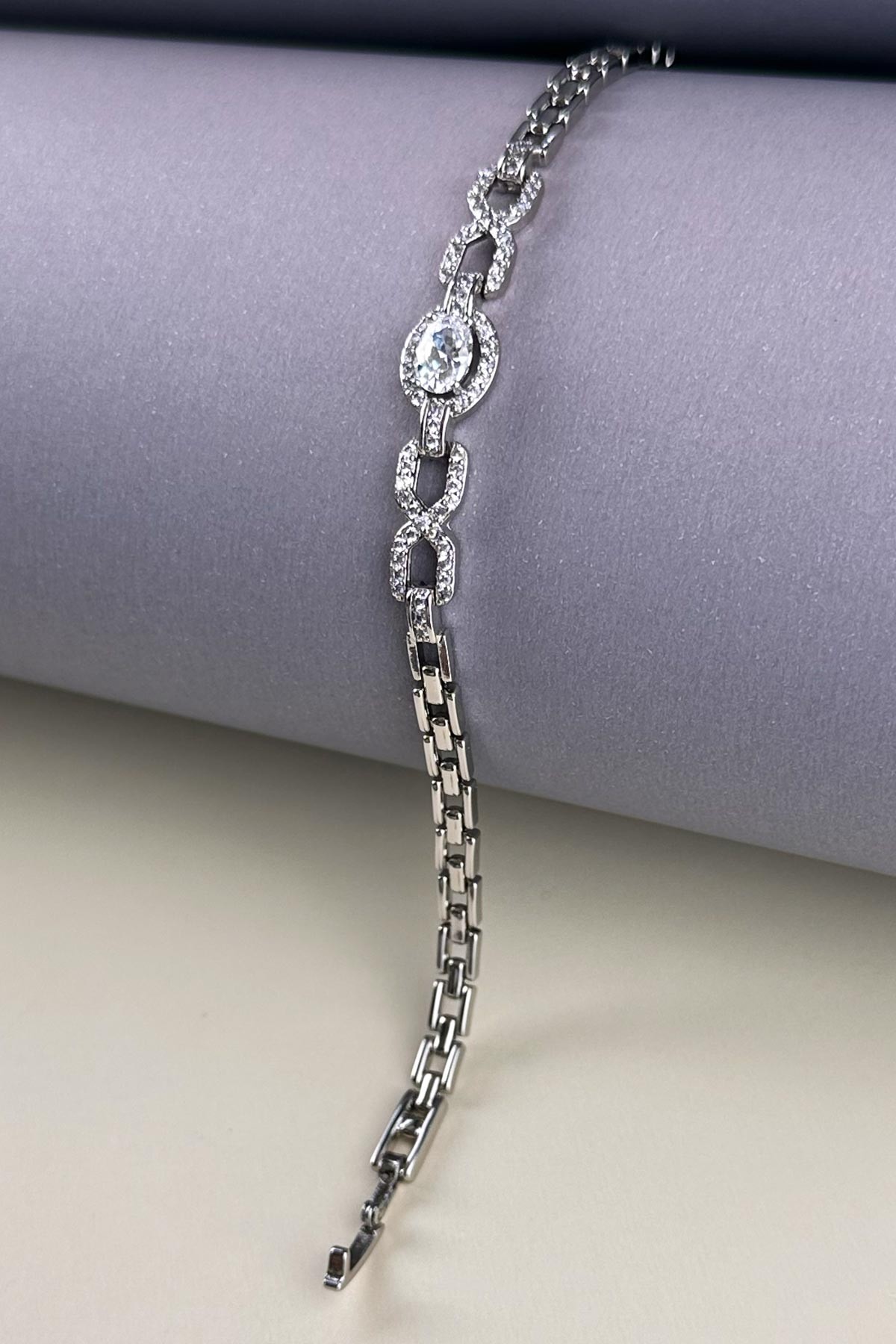 Silver Baget Taş Detay Zirkon İnfinity Luxury Bileklik ABL7249
