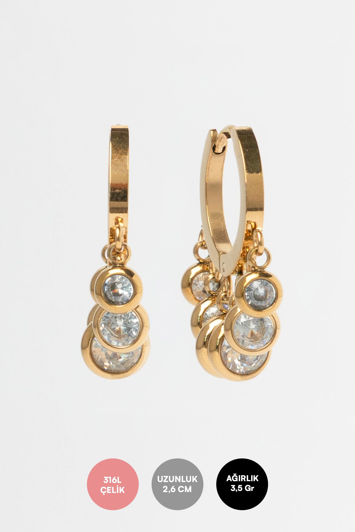 Gold Kristal Shakira Çelik Küpe AKE5649