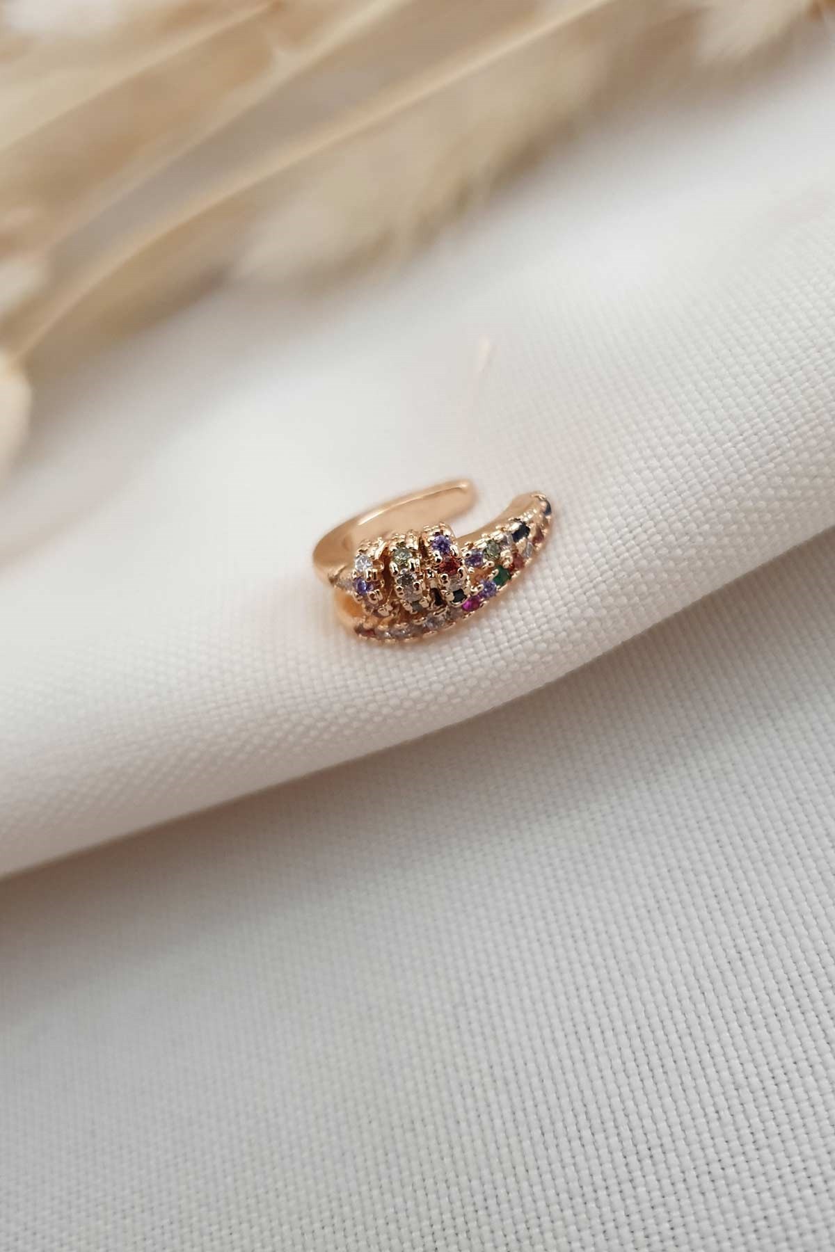 Colour Brombie Gold Sıkıştırmalı Kıkırdak Küpe AKE2920
