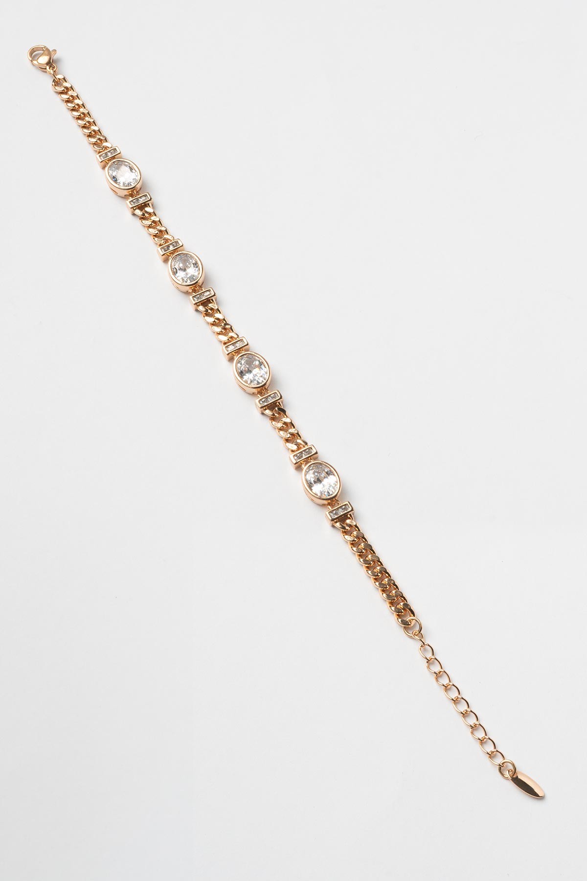 Gold Oval Kristal Taşlı Luxury Bileklik ABL6714