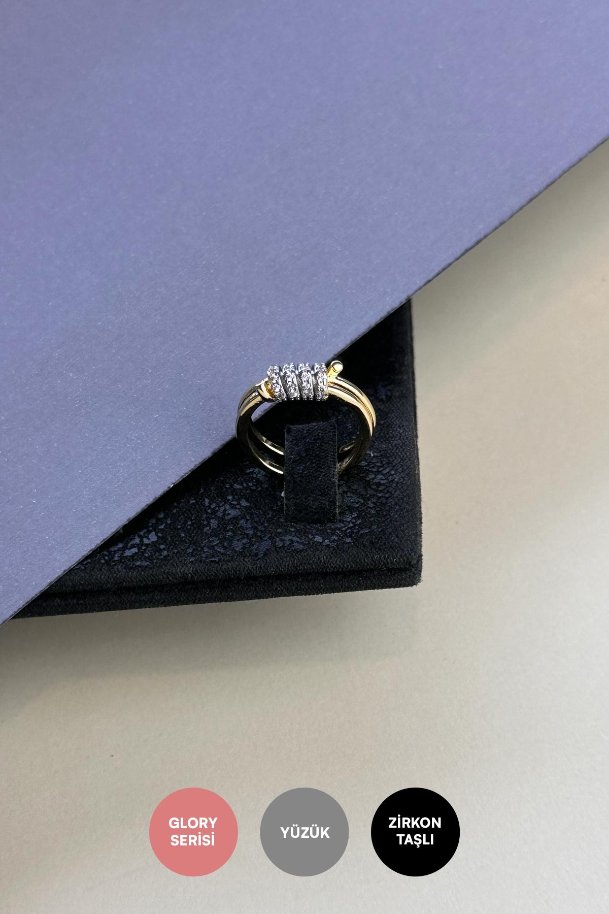 Gold Zirkon Dolama Tasarım Glory Yüzük AYZ8388