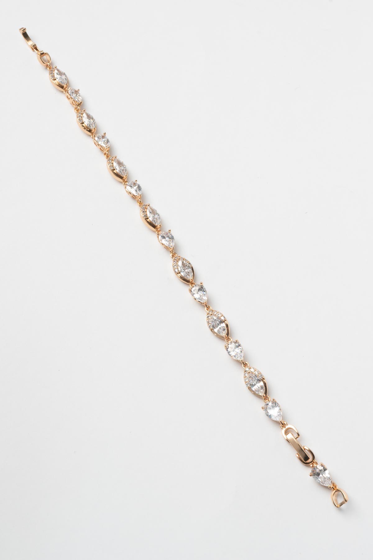 Gold Zirkon Detay Sıra Badem Tasarım Kristal Taşlar Luxury Bileklik ABL7197