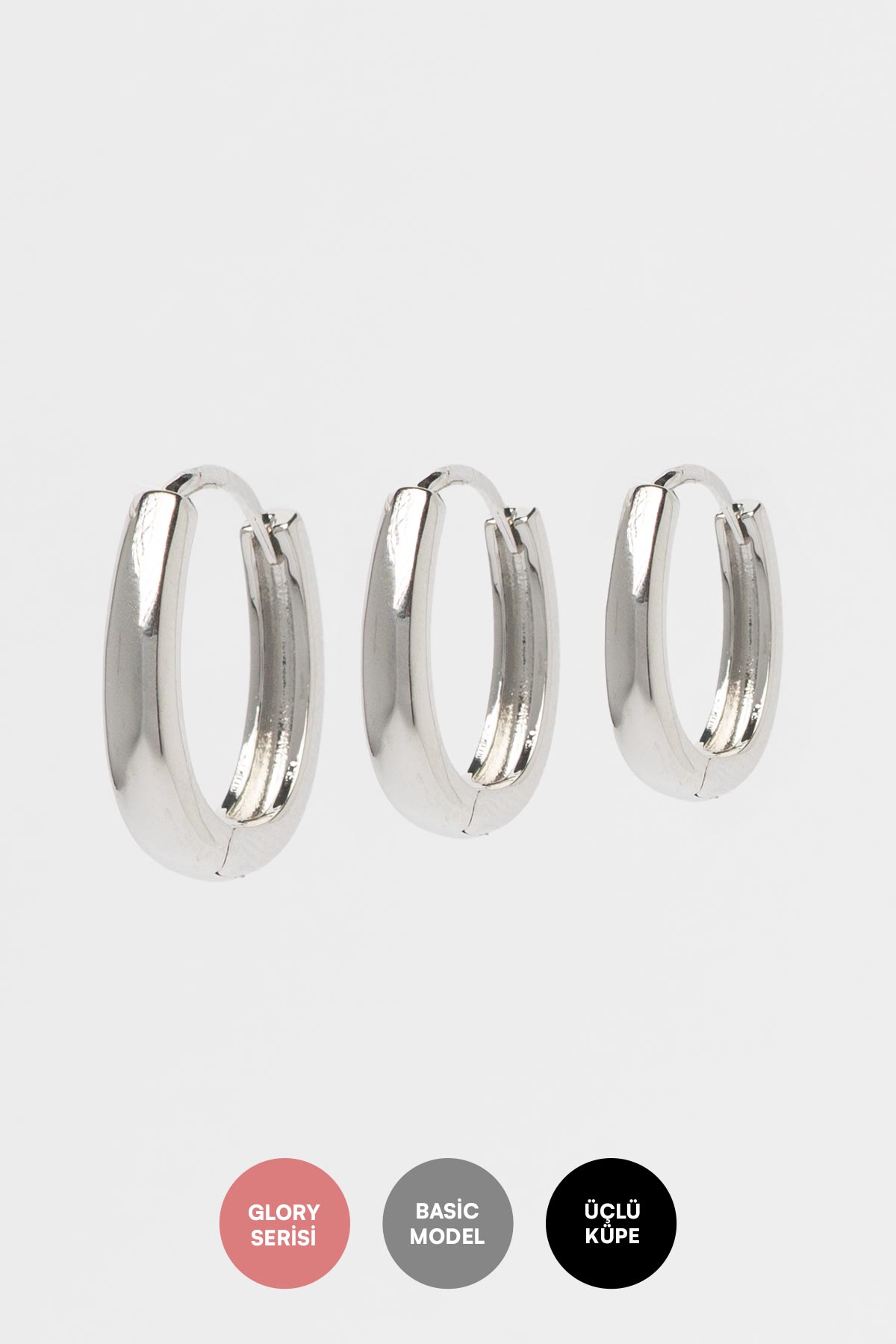 Silver Casual Halka Çoklu Glory Küpe AKE9360