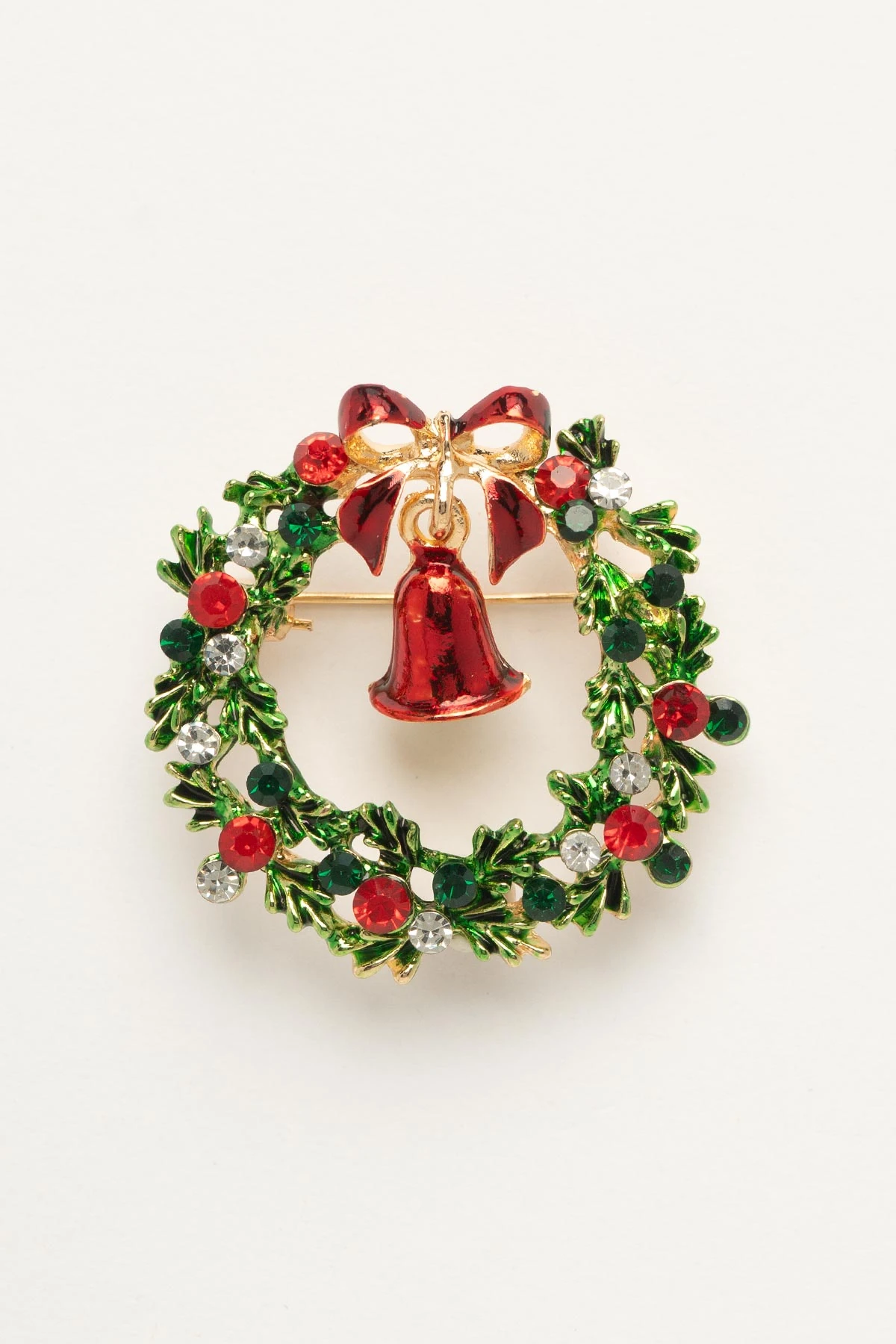 Kırmızı Çan Sallantılı Çelenk Yaka Broşu ABR9183