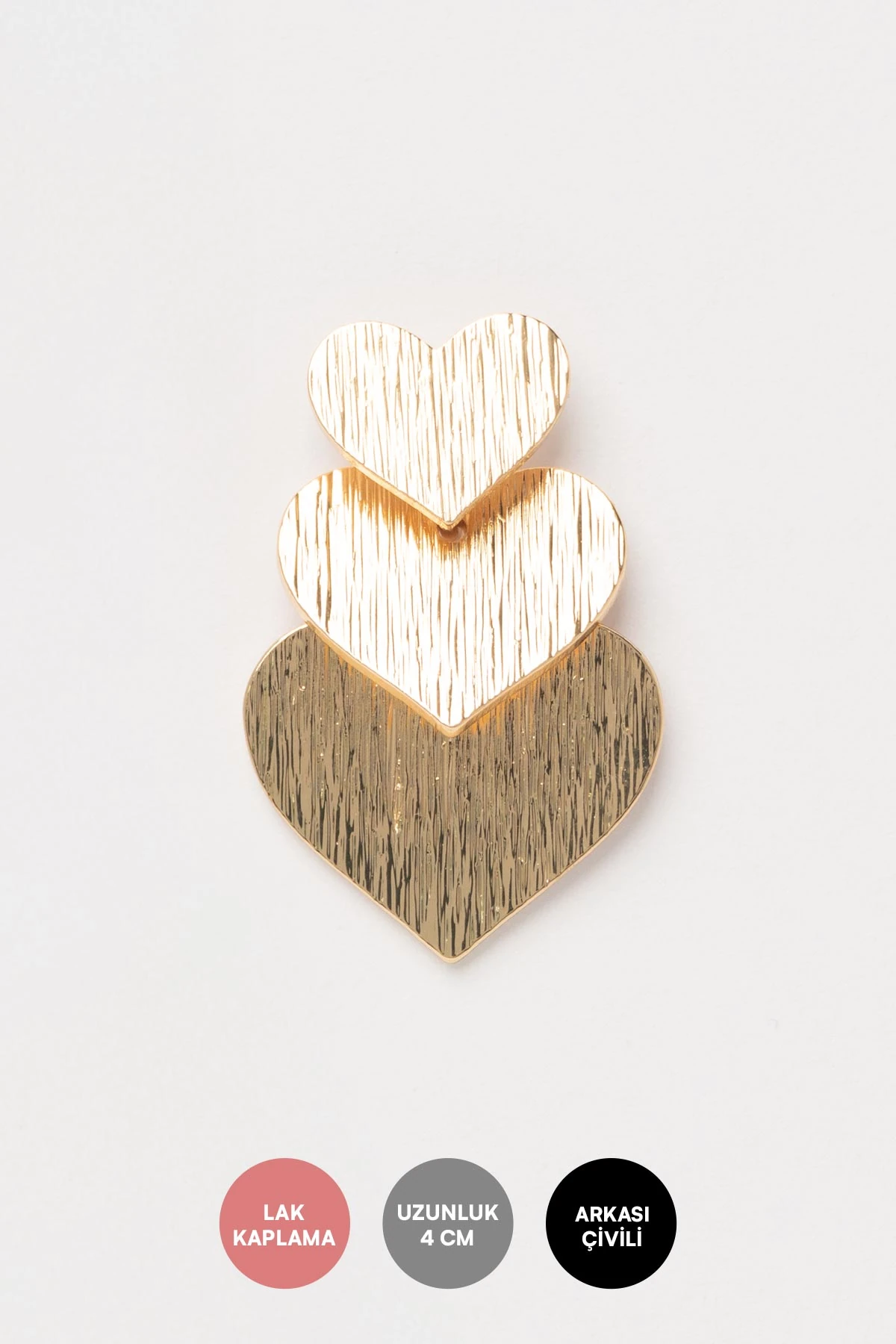 Gold Farklı Boy Sıralı Kalpler Tasarım Stefany Küpe AKE9654