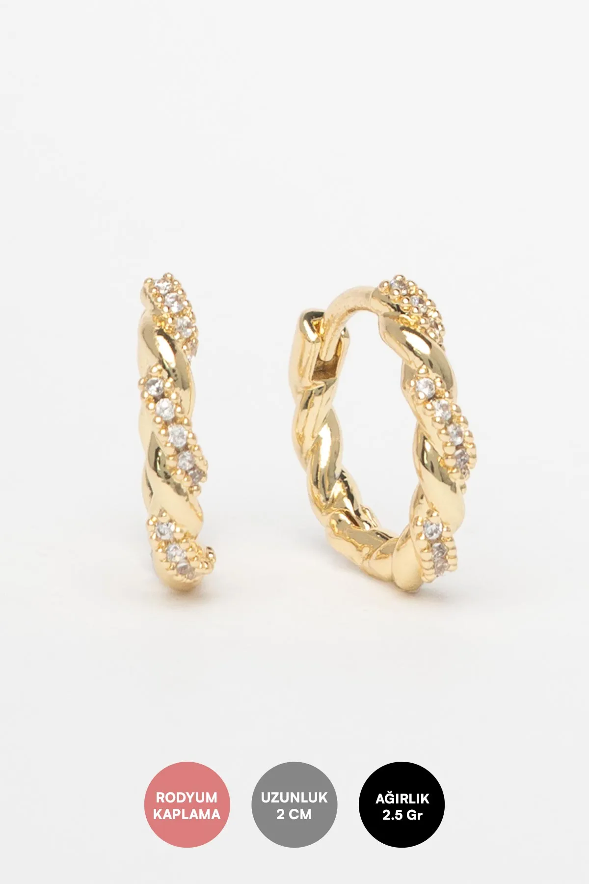 Gold 14K Simli Sarmal Burgu Tasarım Halka Glory Küpe AKE9757