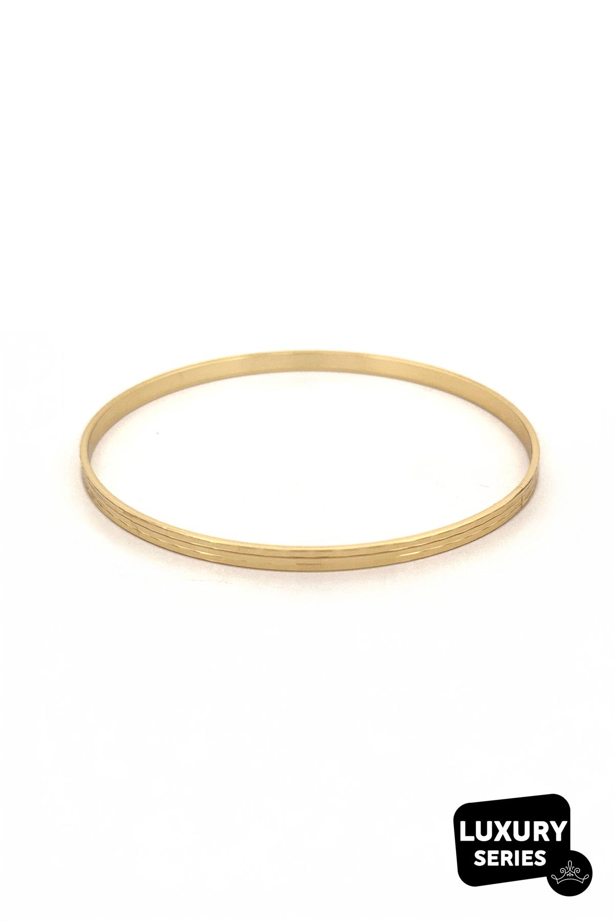 Gold Üç Sıra Desenli Slim Bilezik Tasarım Luxury Kelepçe ABL7104