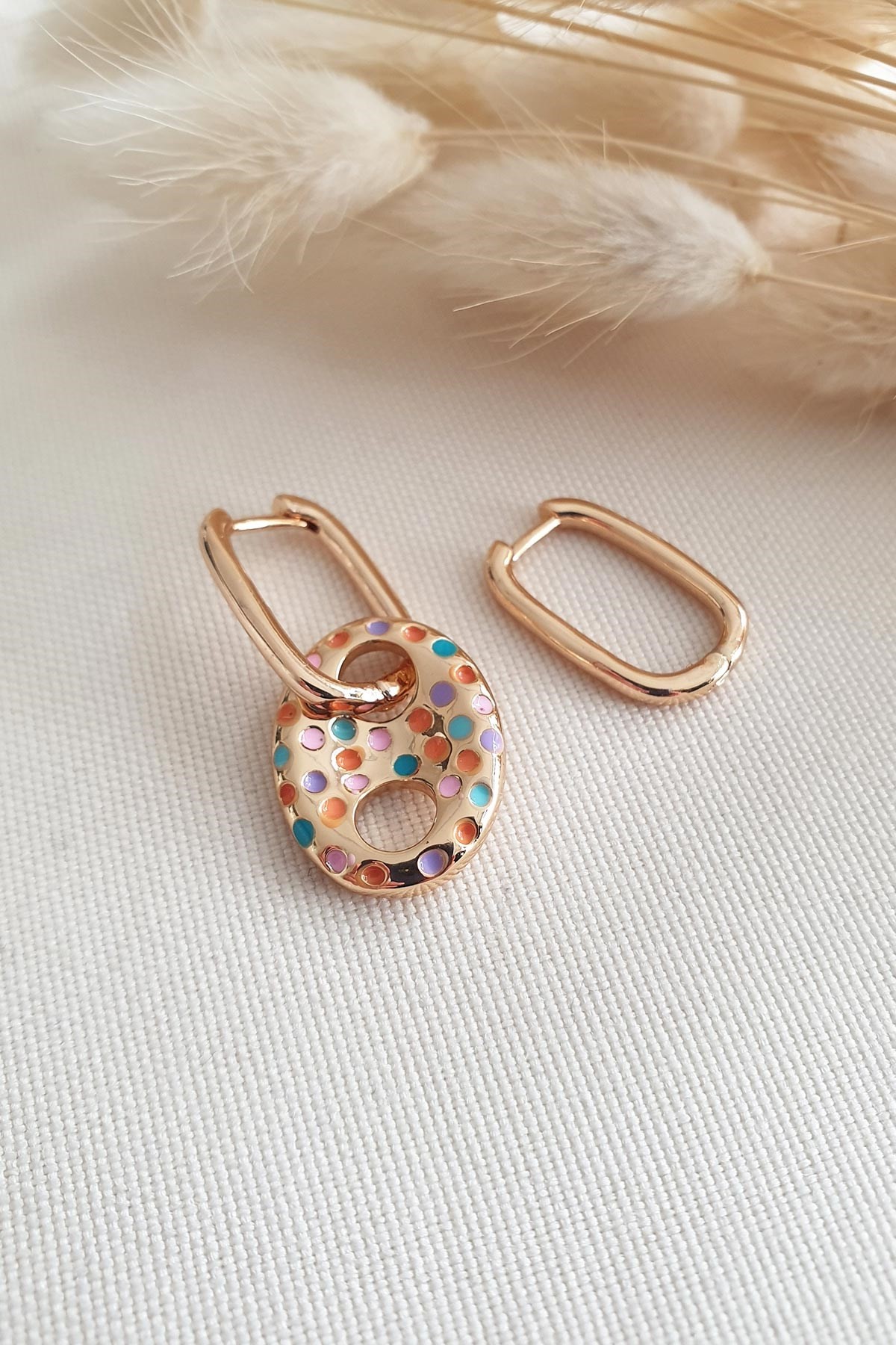 Renkli Benekli Ether Küpe AKE4066